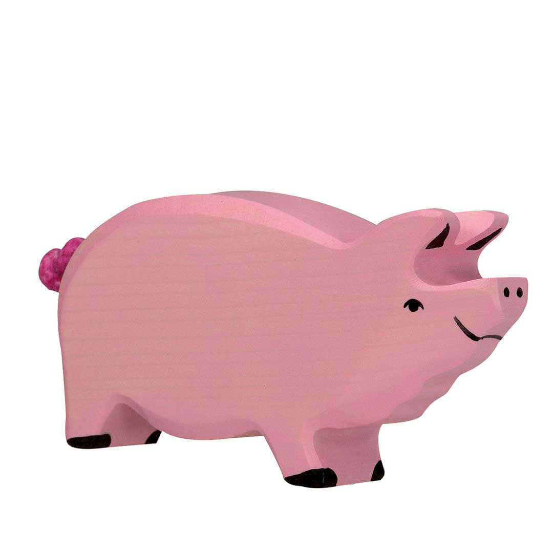 Holztiger Pig Wooden Farm Animal Figurine
