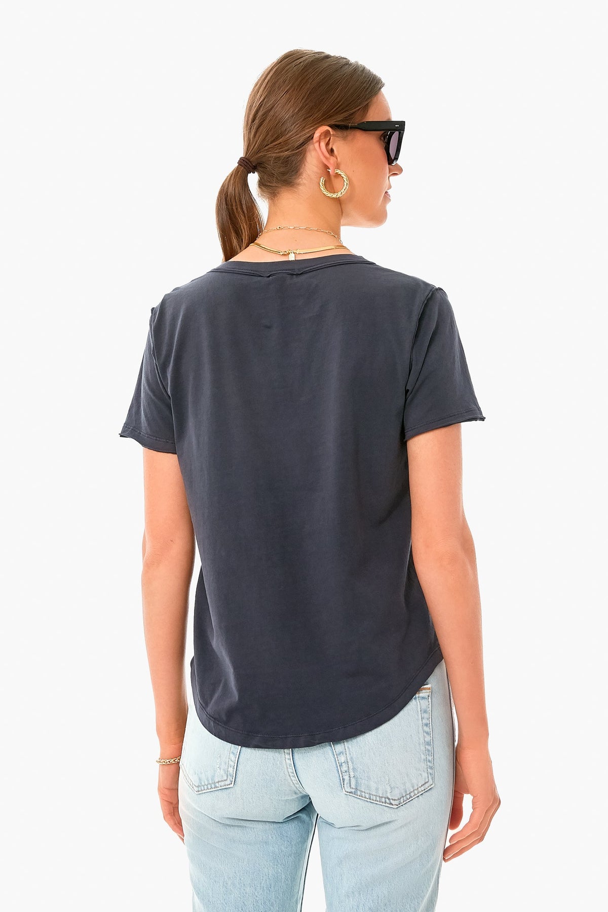 Black Organic Cotton V Neck Tee