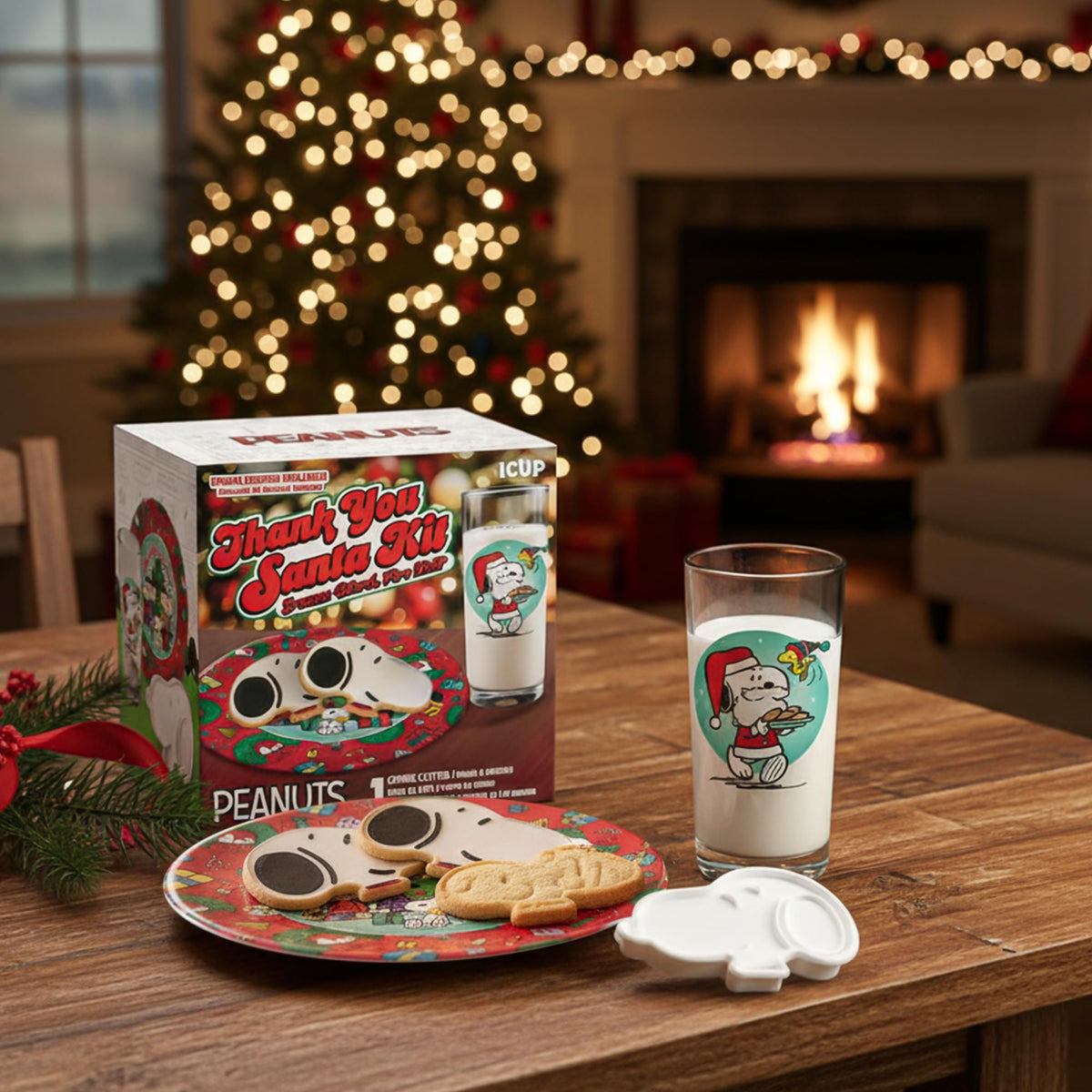 Peanuts "Thank You, Santa" Gift Set | Glass, Plate, and Cookie Cutter