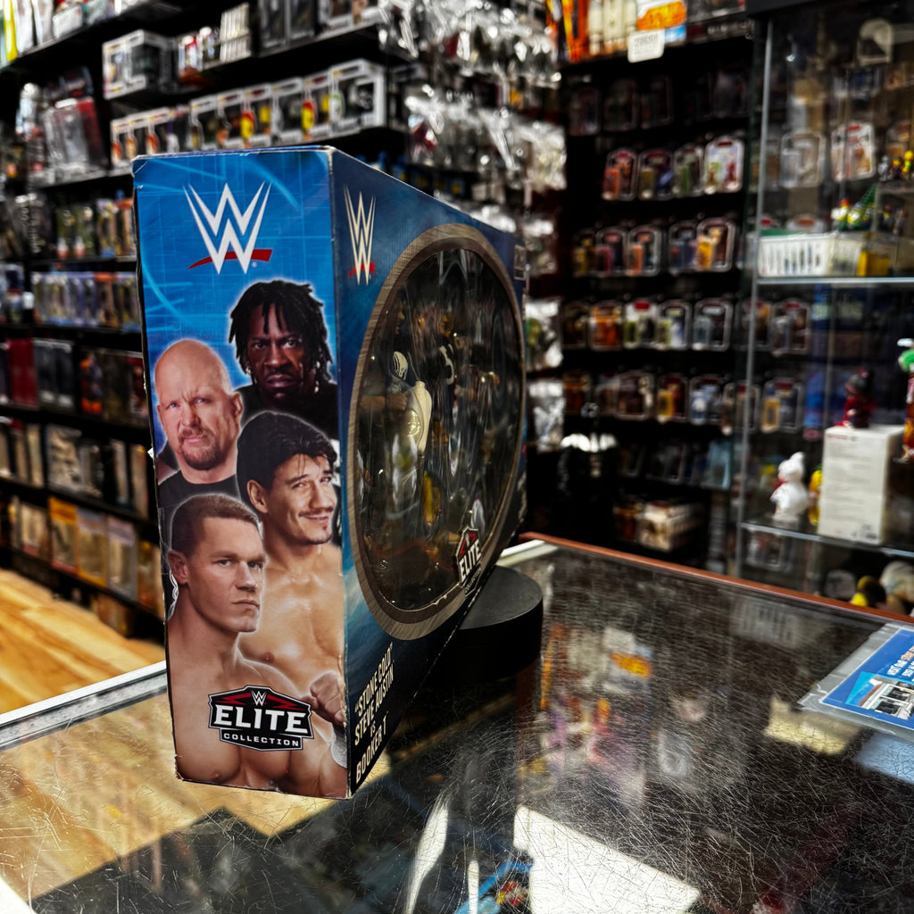 Smack Down! Steve Austin, Booker T, John Cena & Eddie Guerrero (WWE Elites, Mattel) **SEALED**