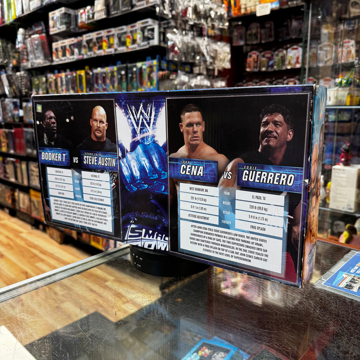 Smack Down! Steve Austin, Booker T, John Cena & Eddie Guerrero (WWE Elites, Mattel) **SEALED**