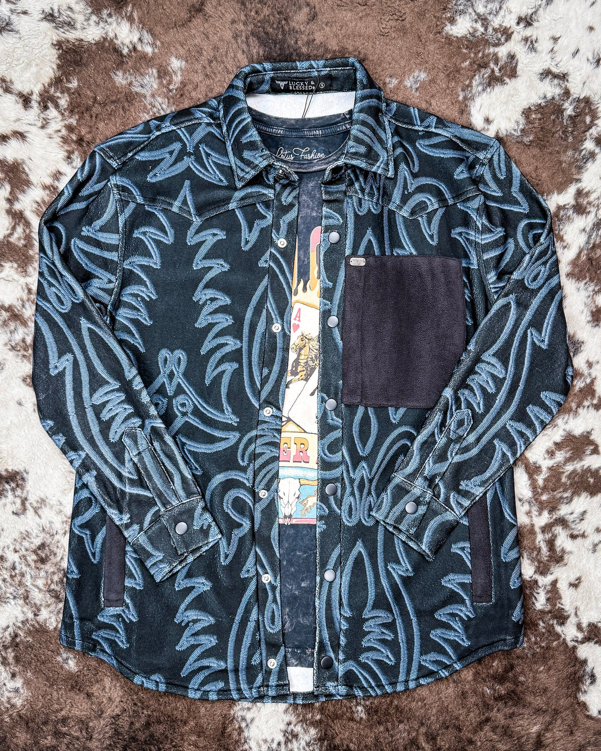Hollis Boot Stitch Fleece Shacket by Lucky & Blessed