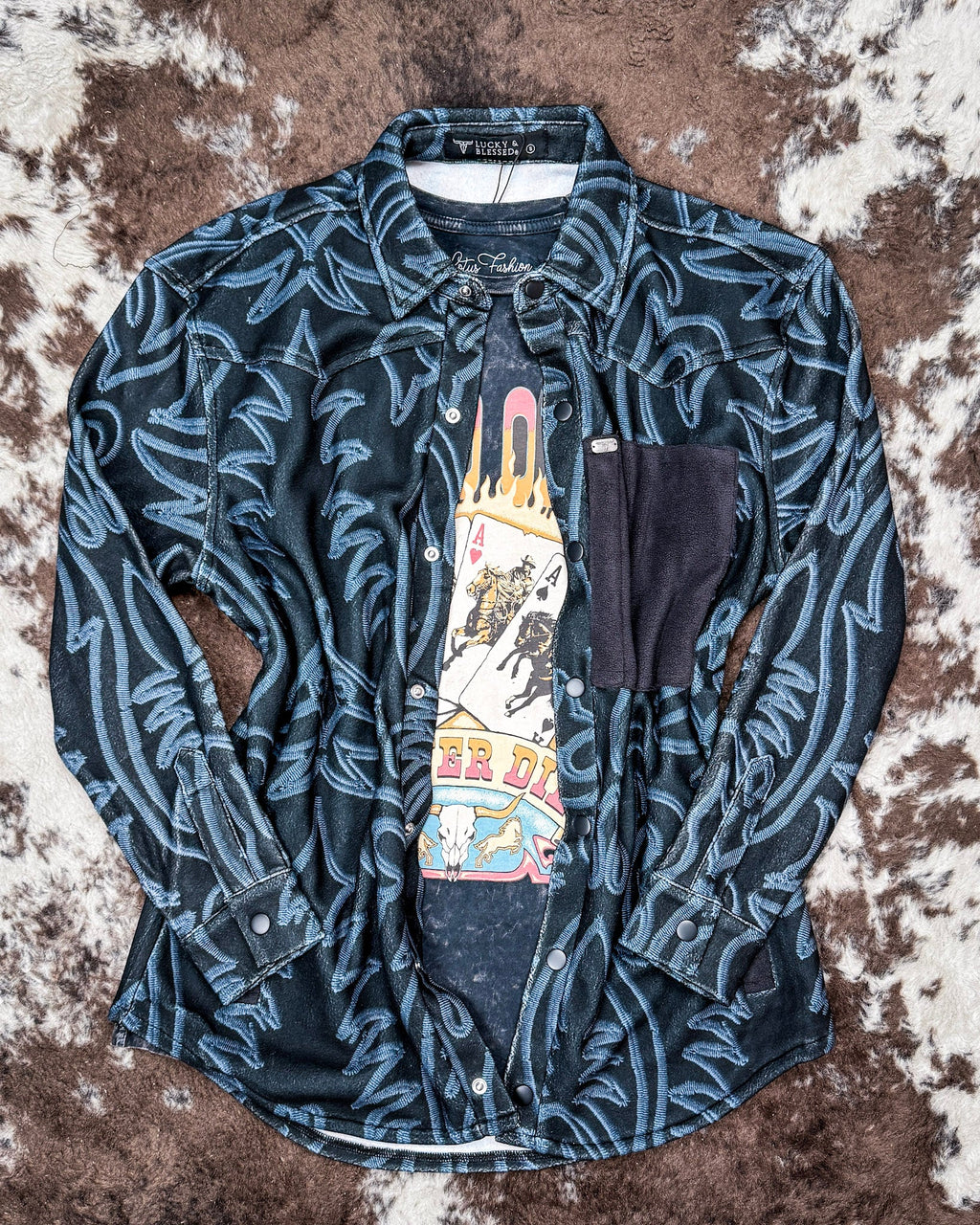 Hollis Boot Stitch Fleece Shacket by Lucky & Blessed