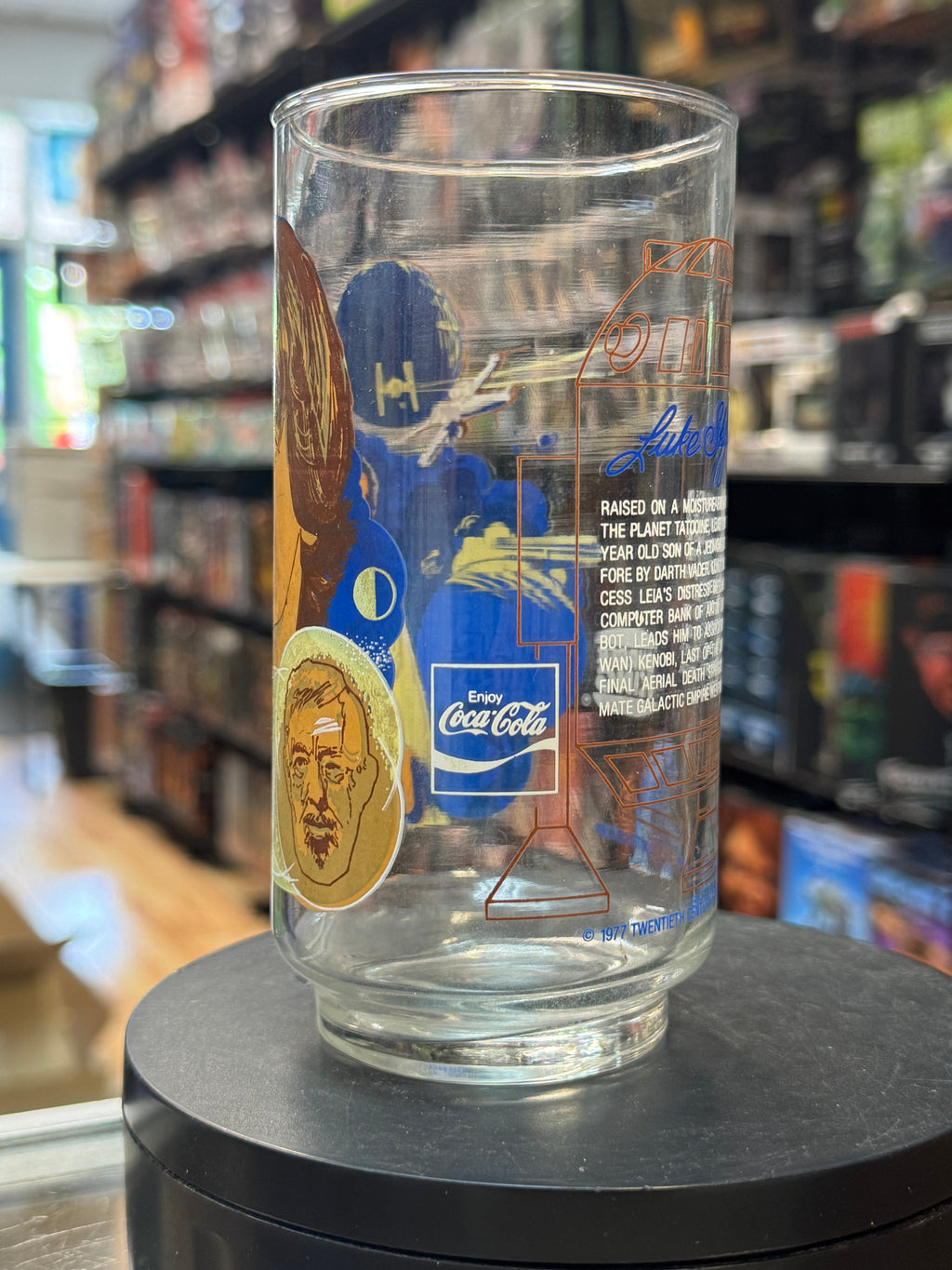 Luke Bio with Obi Wan Glass Cup (Vintage Star Wars, Burger King)