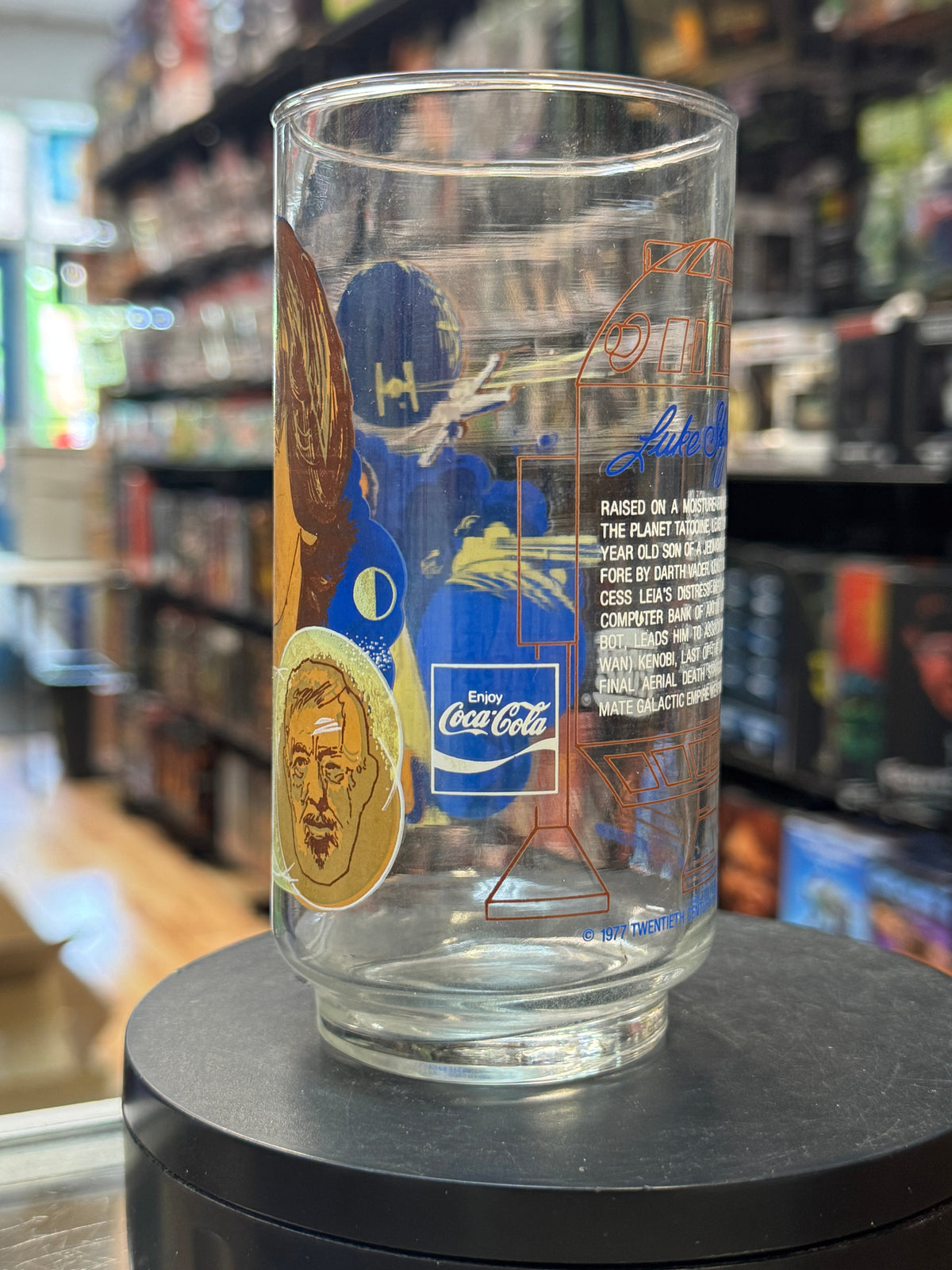 Luke Bio with Obi Wan Glass Cup (Vintage Star Wars, Burger King)