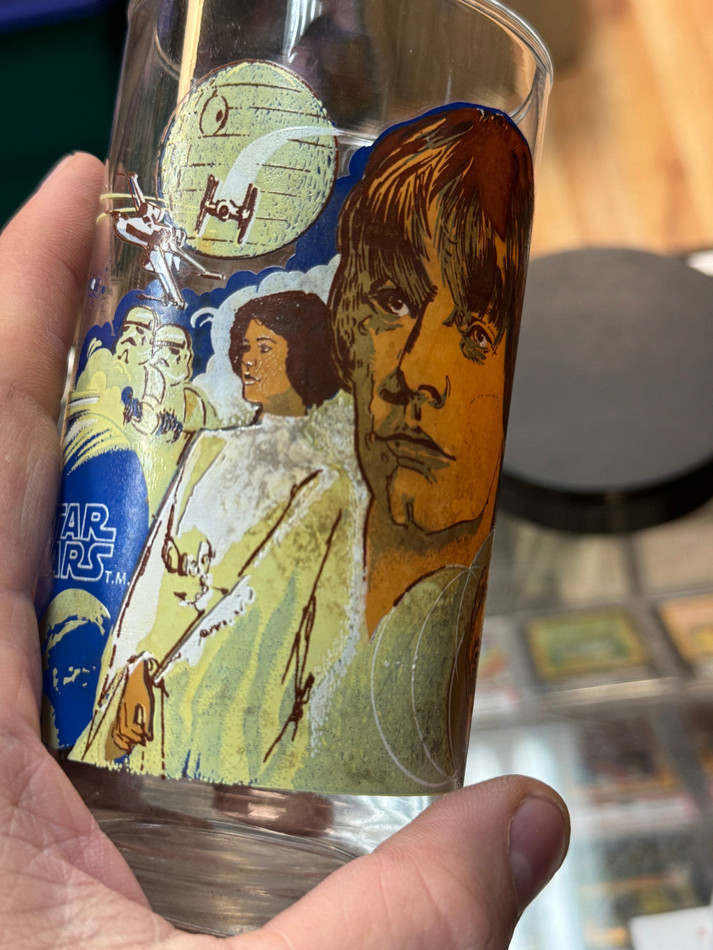 Luke Bio with Obi Wan Glass Cup (Vintage Star Wars, Burger King)
