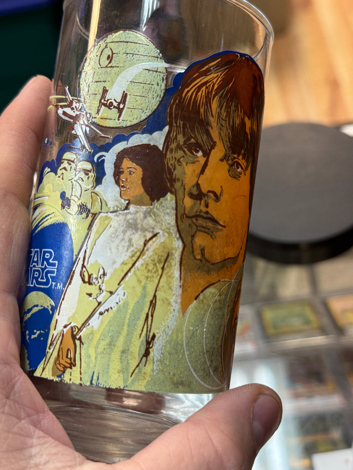 Luke Bio with Obi Wan Glass Cup (Vintage Star Wars, Burger King)