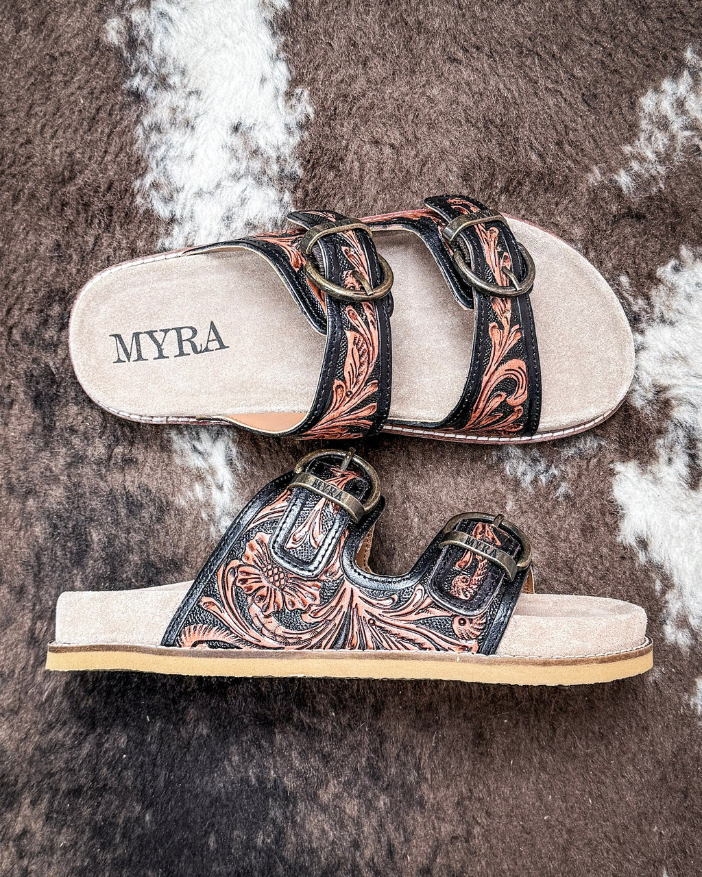 Canyon Ember Western Hand-Tooled Sandals by Myra Bag