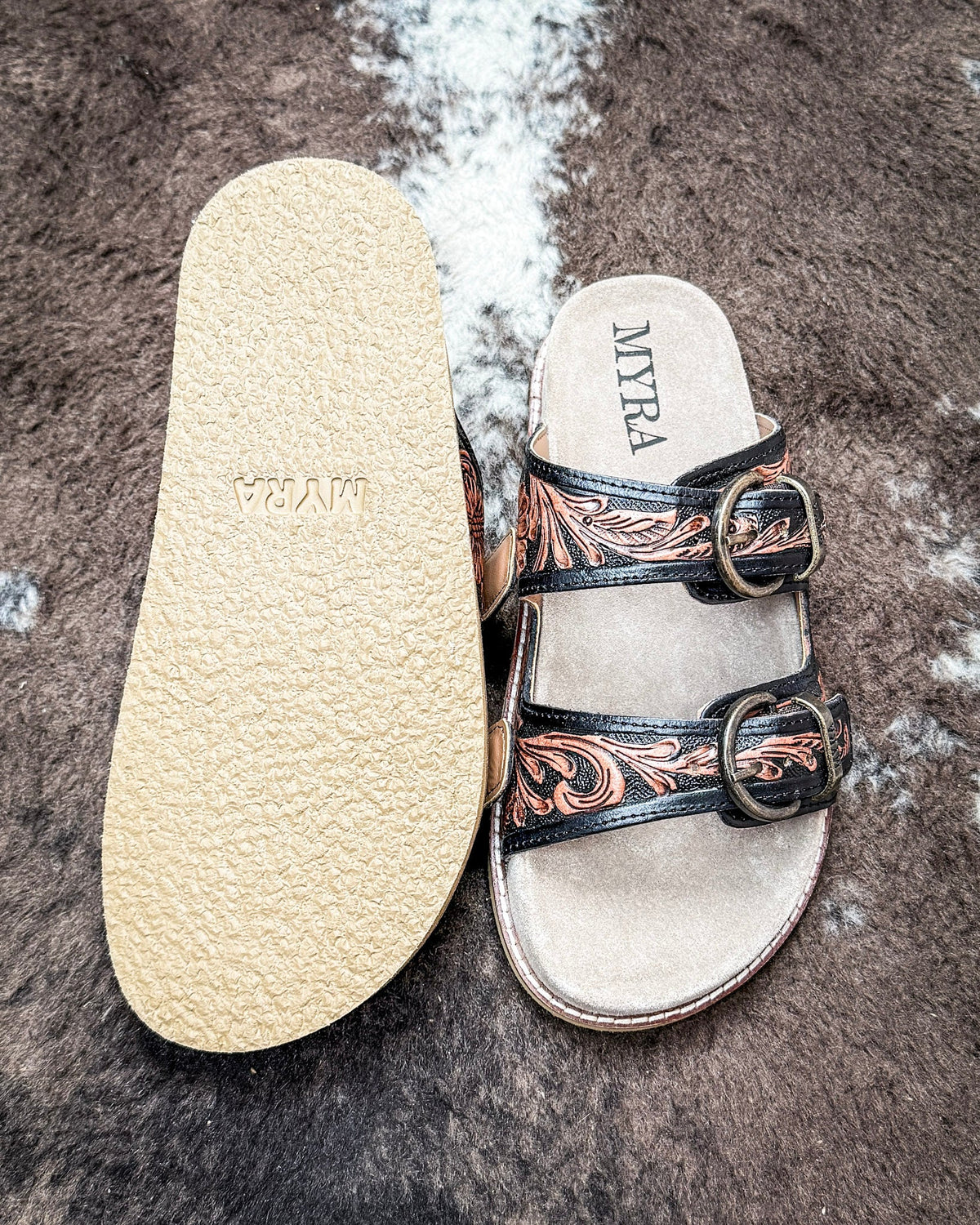 Canyon Ember Western Hand-Tooled Sandals by Myra Bag
