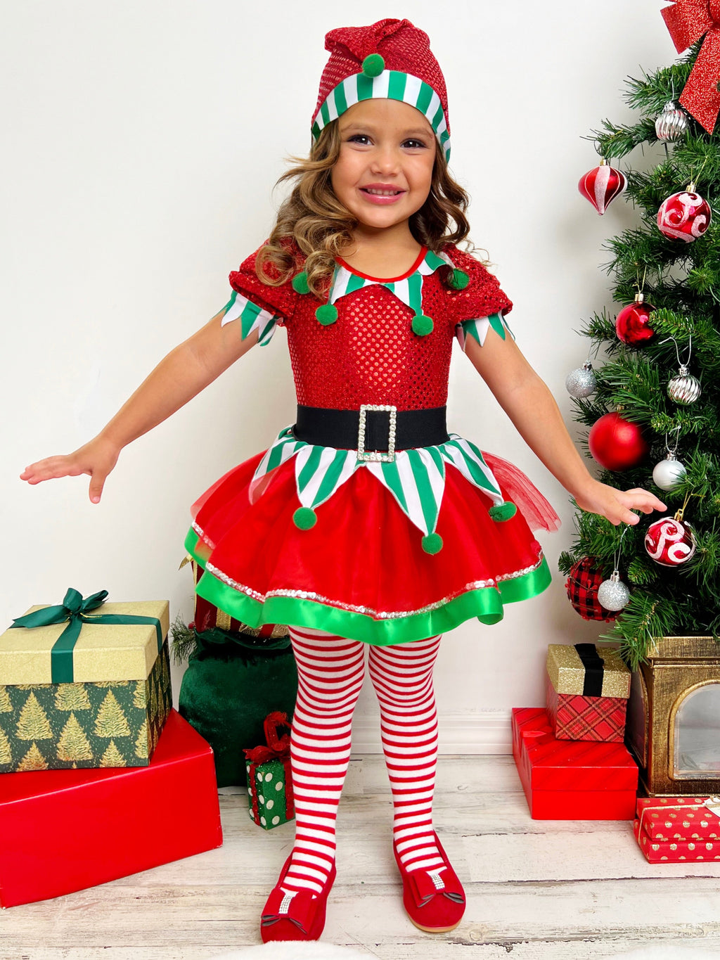 Believe In Your Elf Sparkle Tutu Dress with Hat