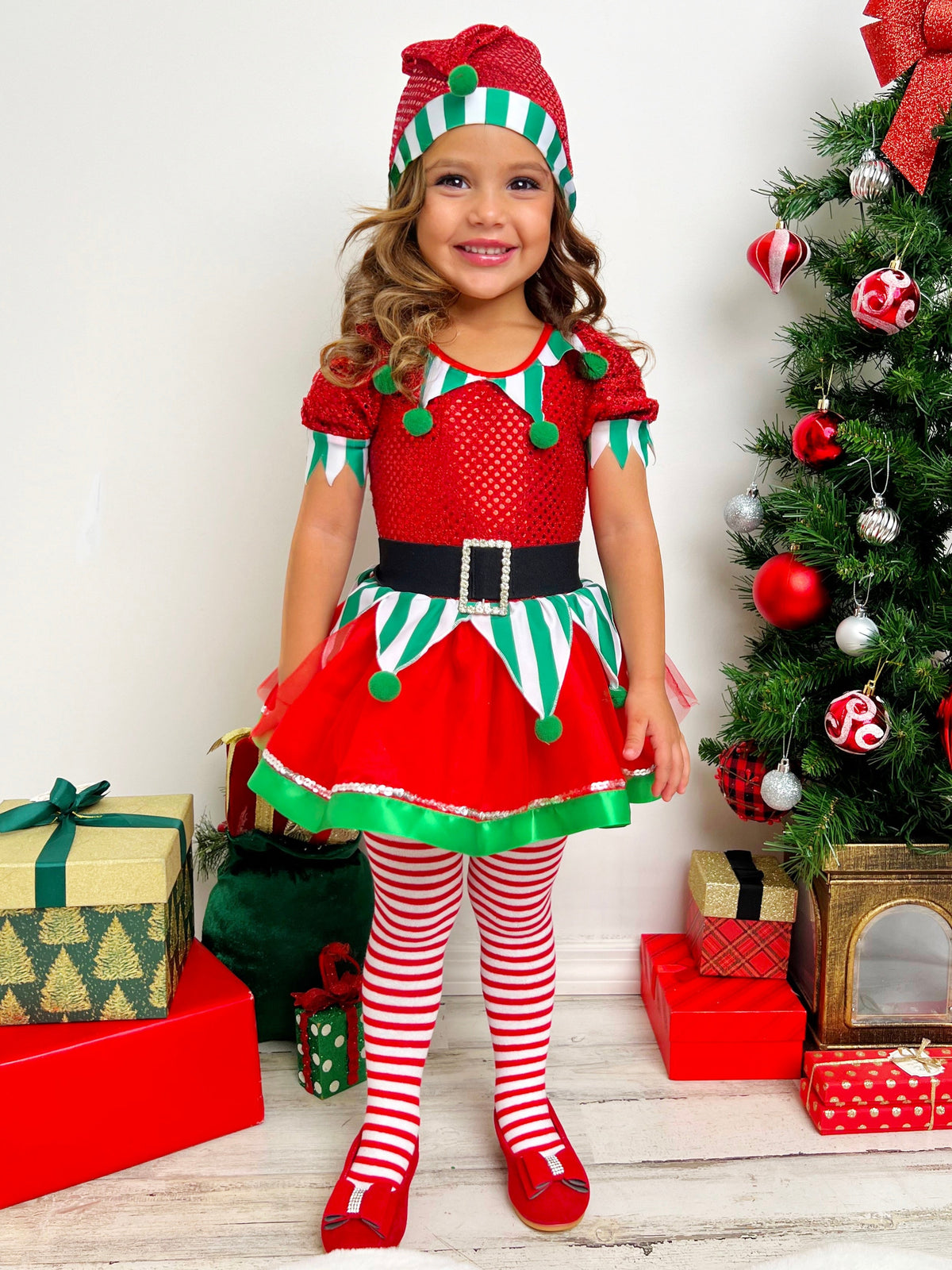 Believe In Your Elf Sparkle Tutu Dress with Hat
