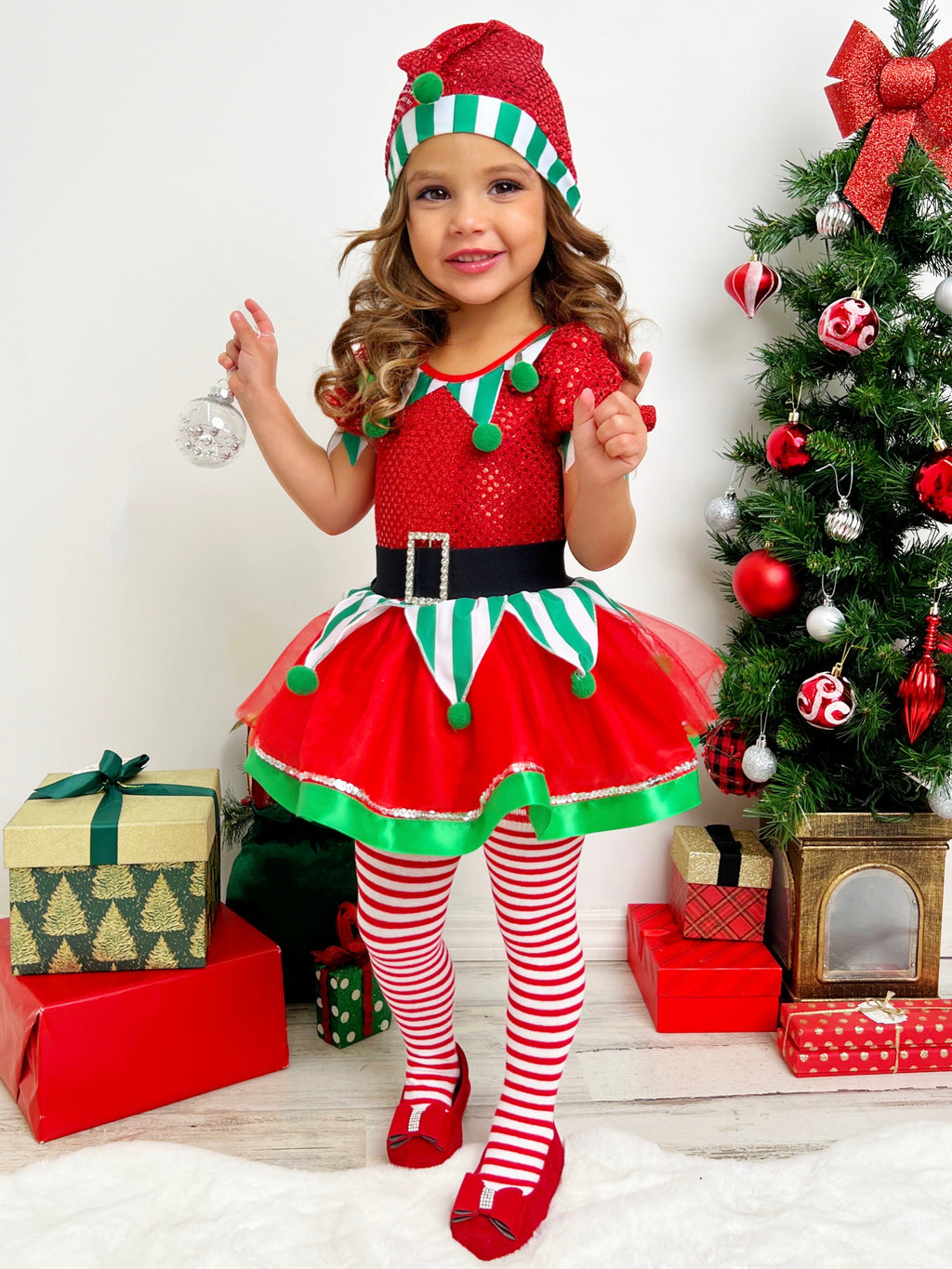 Believe In Your Elf Sparkle Tutu Dress with Hat