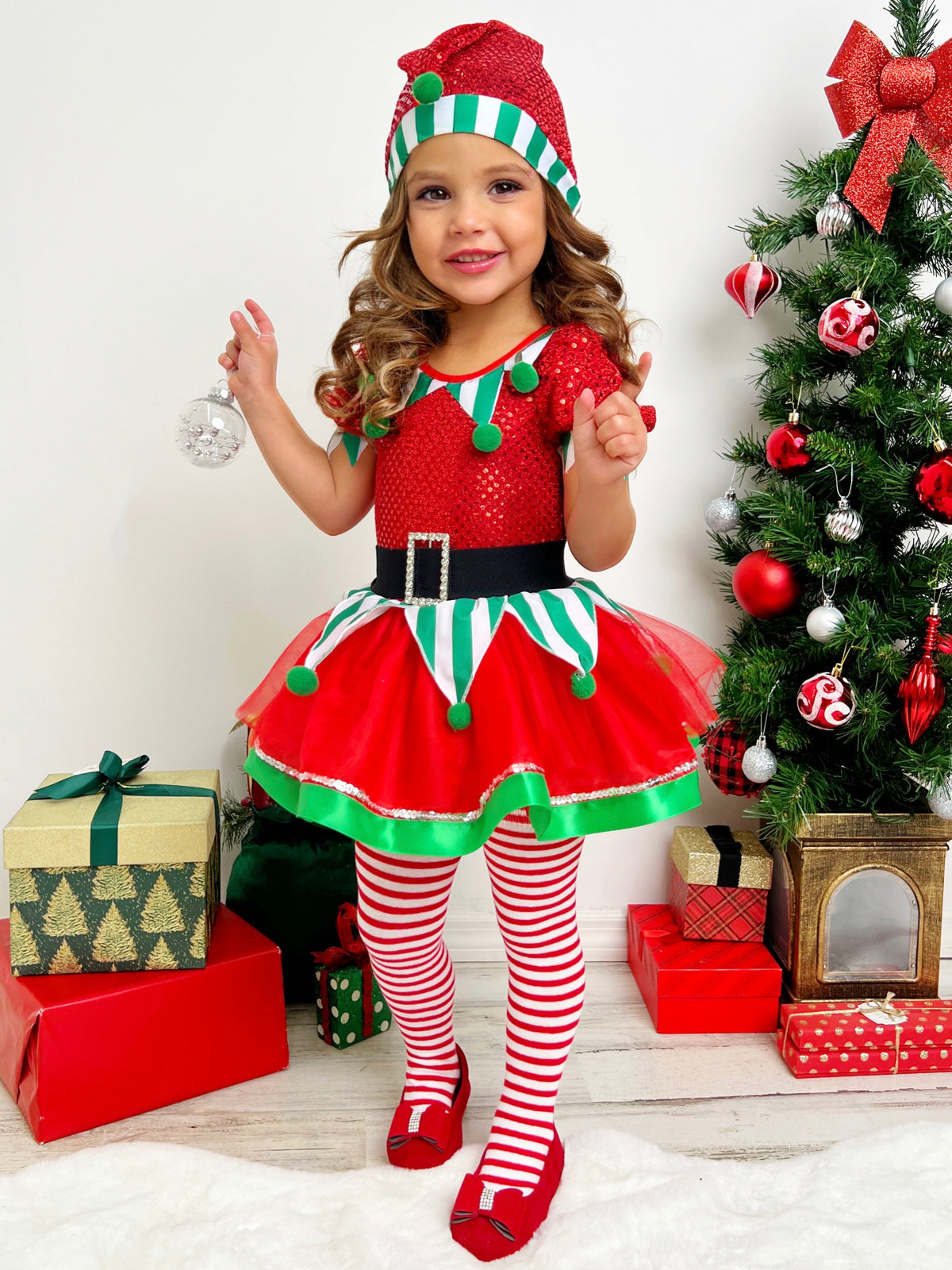 Believe In Your Elf Sparkle Tutu Dress with Hat