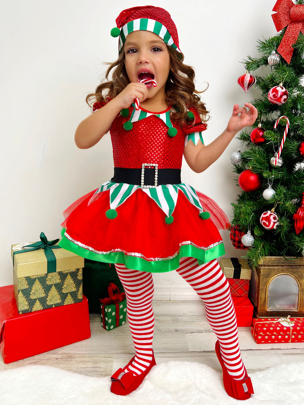 Believe In Your Elf Sparkle Tutu Dress with Hat