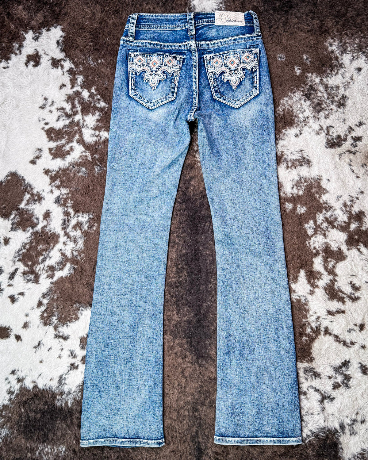 Dakota Jewel Bootcut Jeans in Medium Wash by Grace in LA
