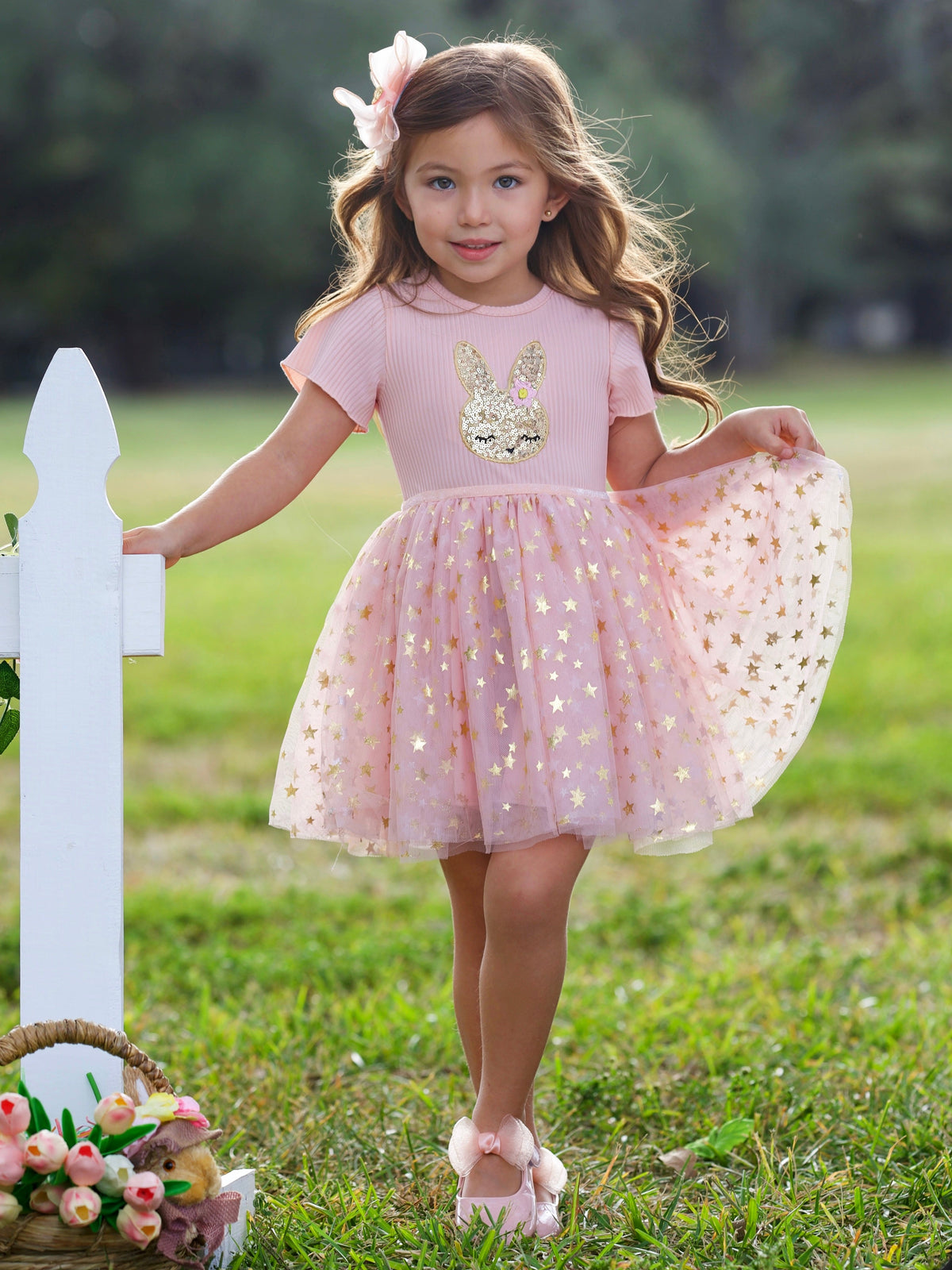 Blush Star Bunny Easter Tulle Dress