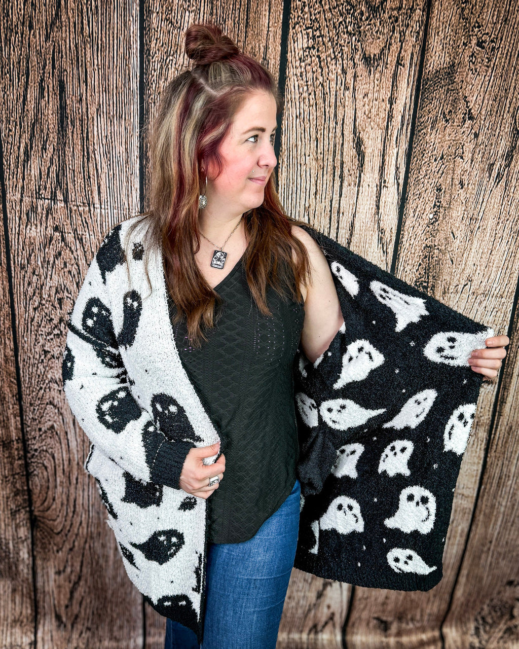 Boo Crew Reversible Cloud Cardigan in Ghost by Blakeley