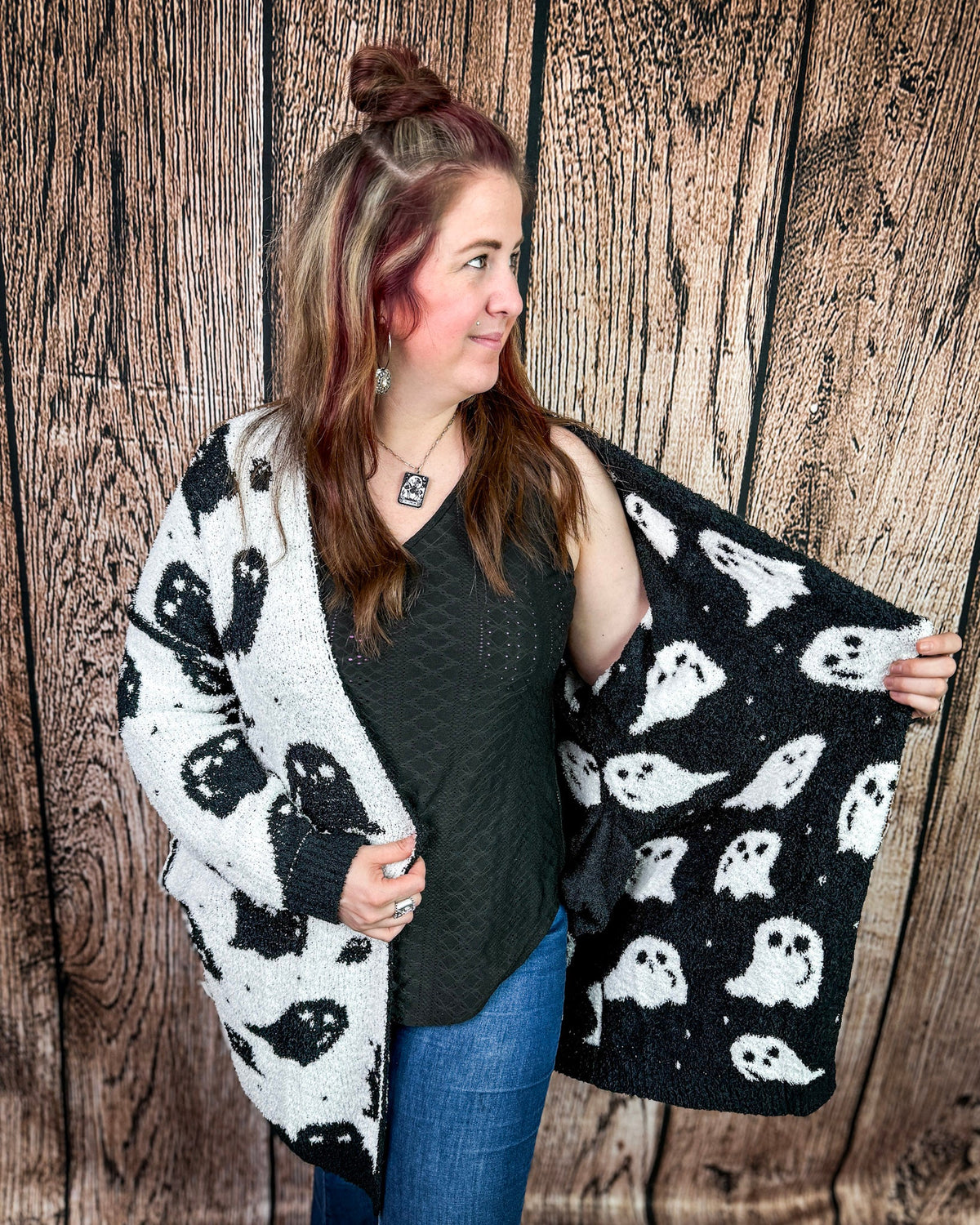 Boo Crew Reversible Cloud Cardigan in Ghost by Blakeley