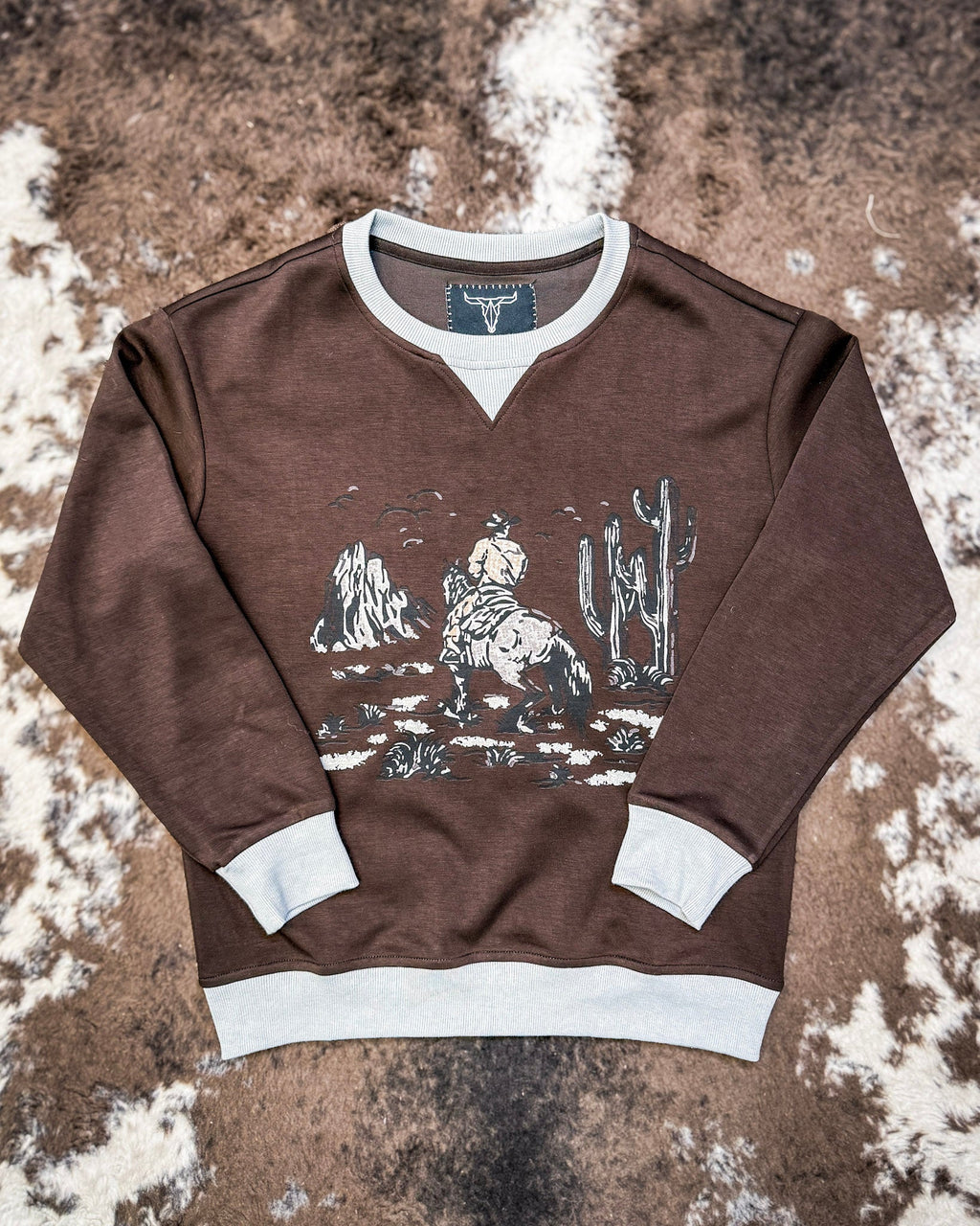Home on the Range Pullover in Dark Brown