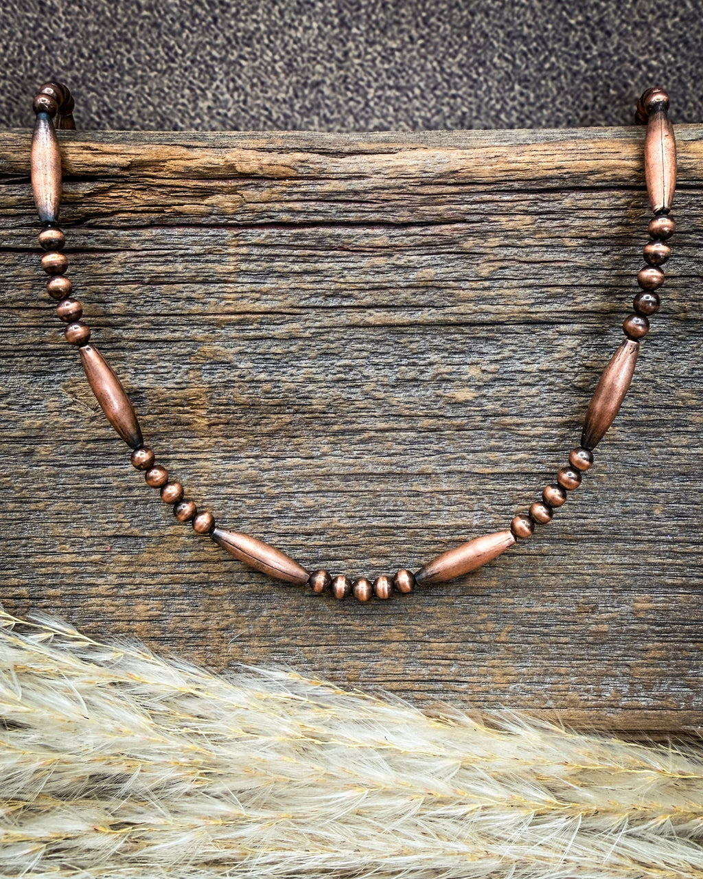 Copper Arrow Solid Copper Torpedo Bead Necklace