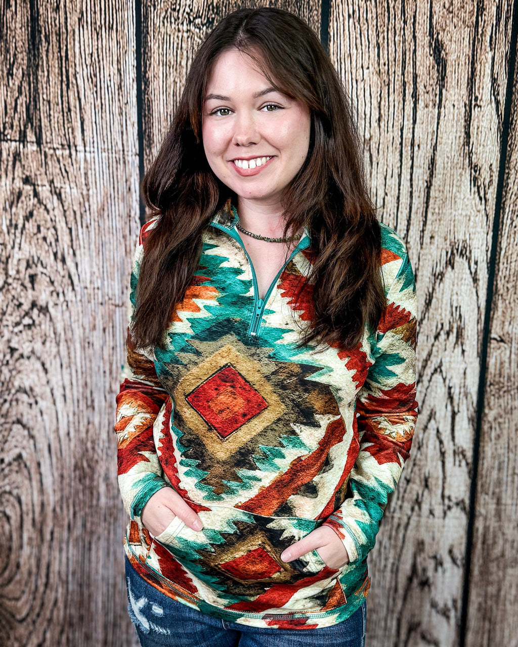 Aztec Sundown Fitted Pullover by Sterling Kreek