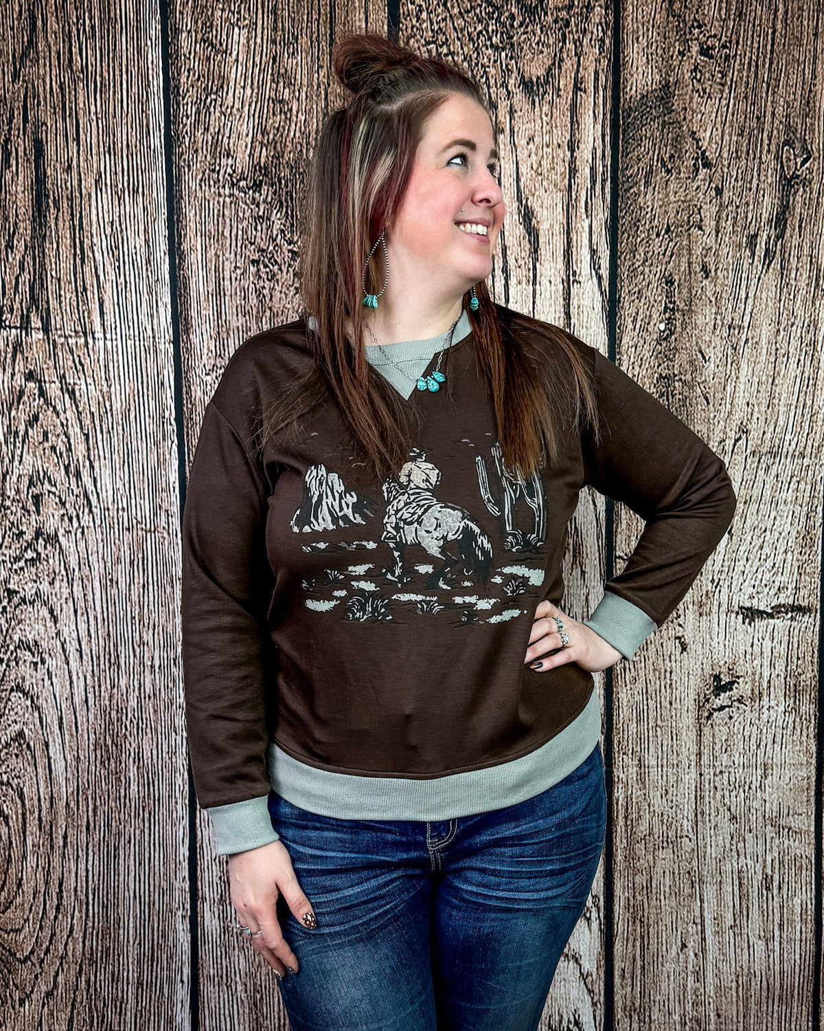 Home on the Range Pullover in Dark Brown