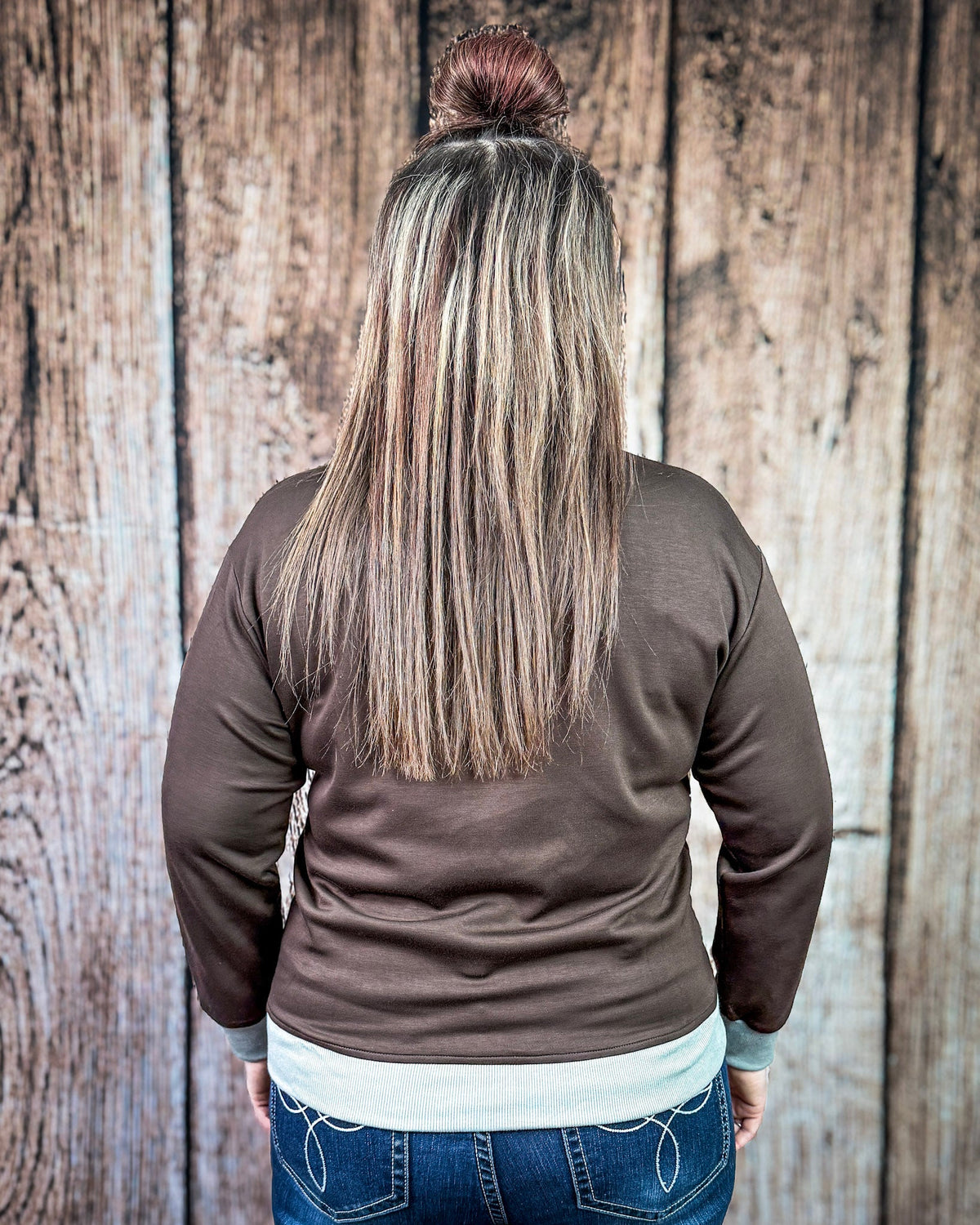 Home on the Range Pullover in Dark Brown