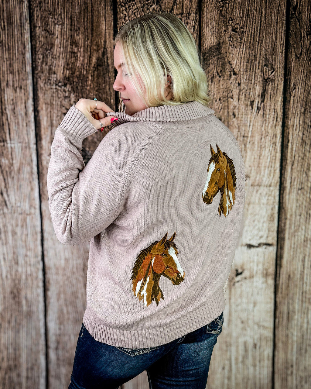 Field & Stable Horse Quarter Zip Pullover in Mauve