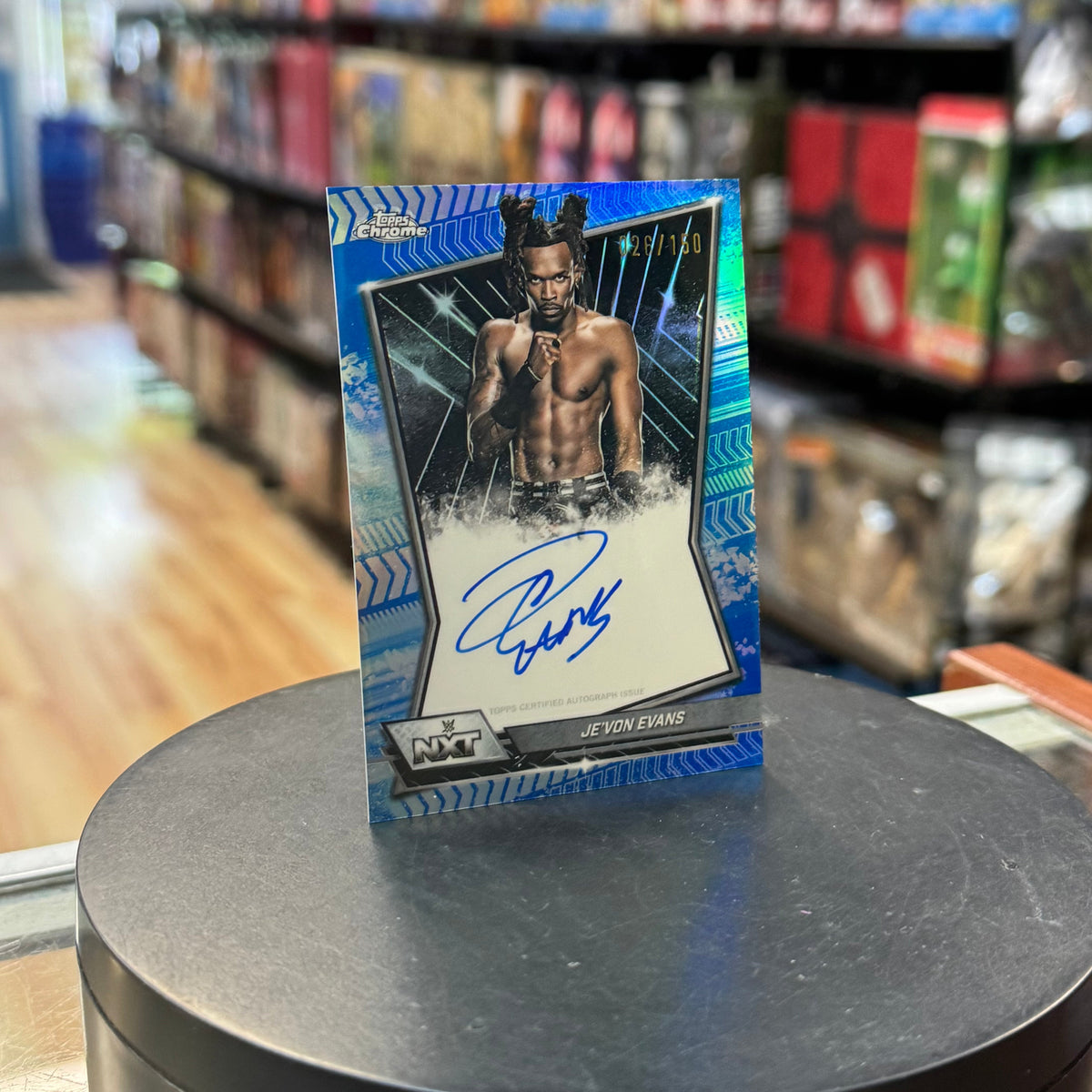 Je'Von Evans NXT Blue Refractor Autograph Card (WWE, Topps Chrome)