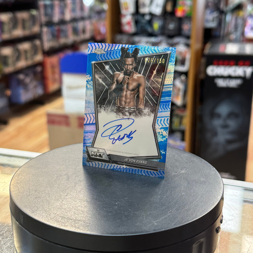 Je'Von Evans NXT Blue Refractor Autograph Card (WWE, Topps Chrome)