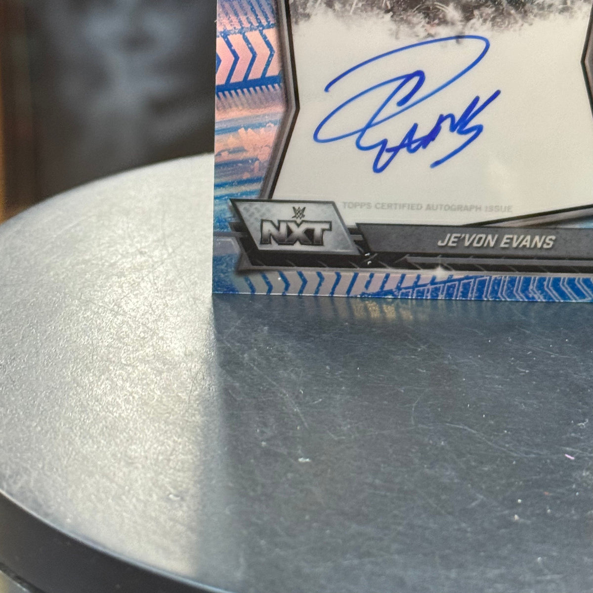 Je'Von Evans NXT Blue Refractor Autograph Card (WWE, Topps Chrome)
