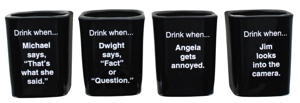 The Office Character Shot Glass Drinking Game | 2 Ounce Glasses | Set of 4