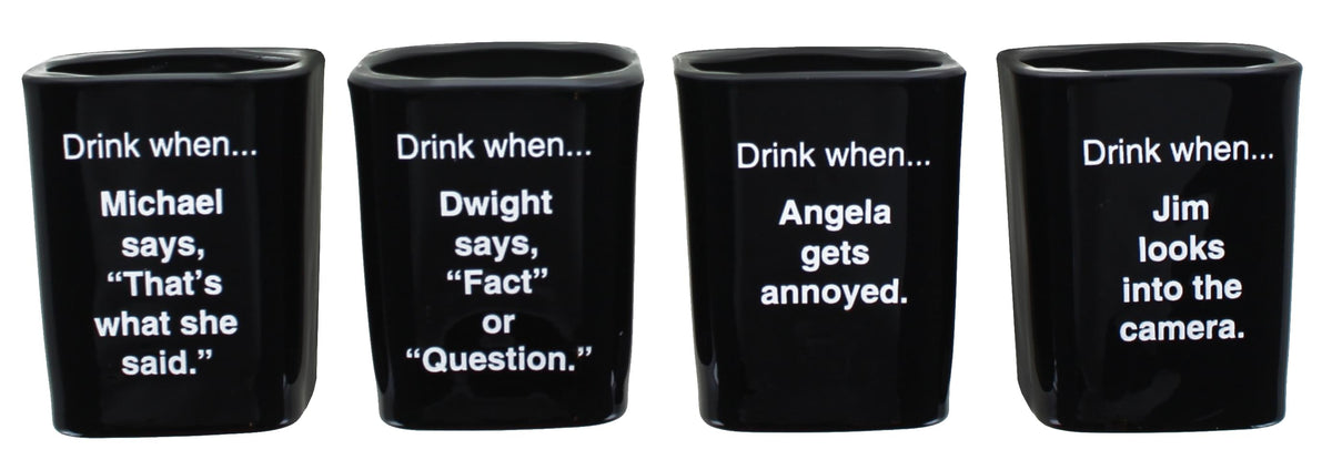 The Office Character Shot Glass Drinking Game | 2 Ounce Glasses | Set of 4