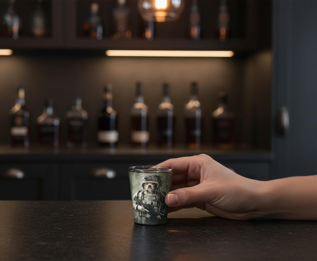 Combat Marine Dog 2oz Shot Glass