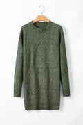Mist Green Cable Knit Sweater Dress