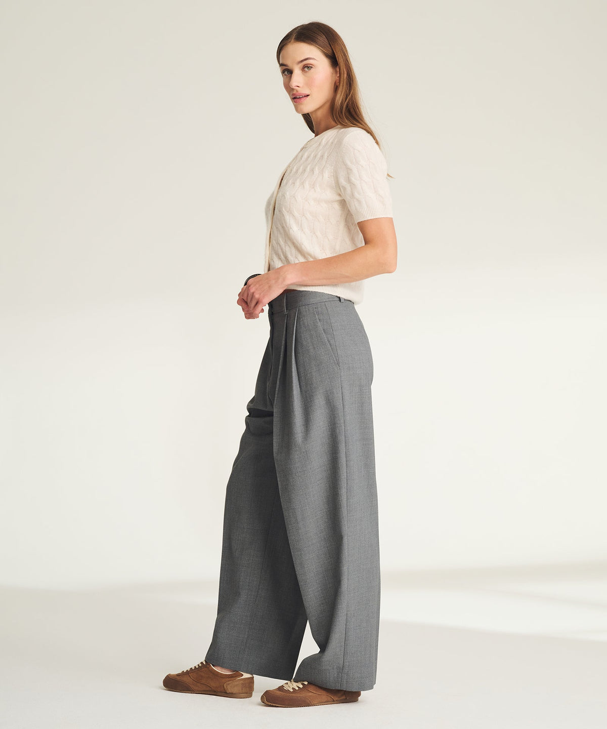 Lightweight Cashmere Cable Short Sleeve Cardigan