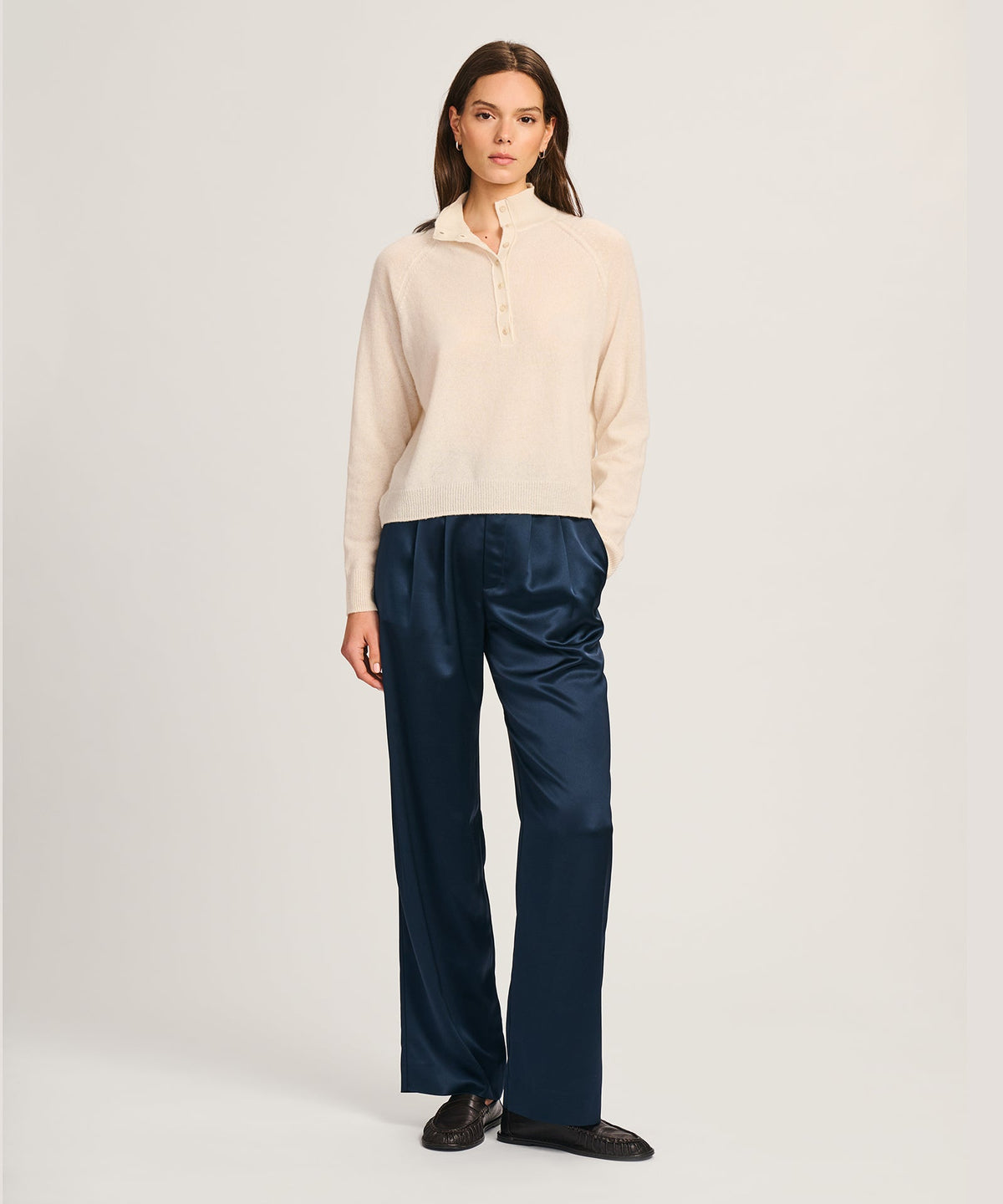 Lightweight Cashmere Henley Sweater
