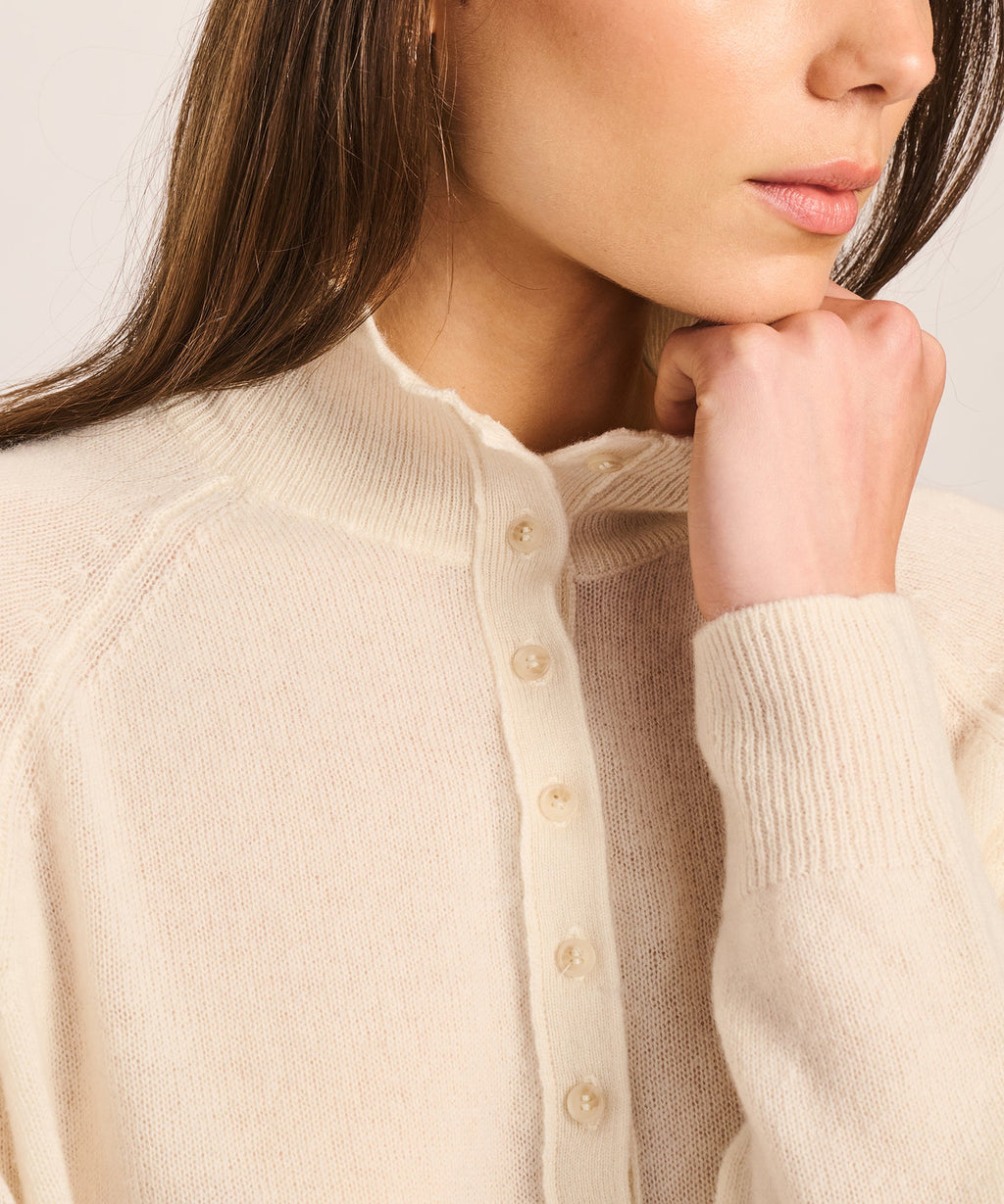 Lightweight Cashmere Henley Sweater