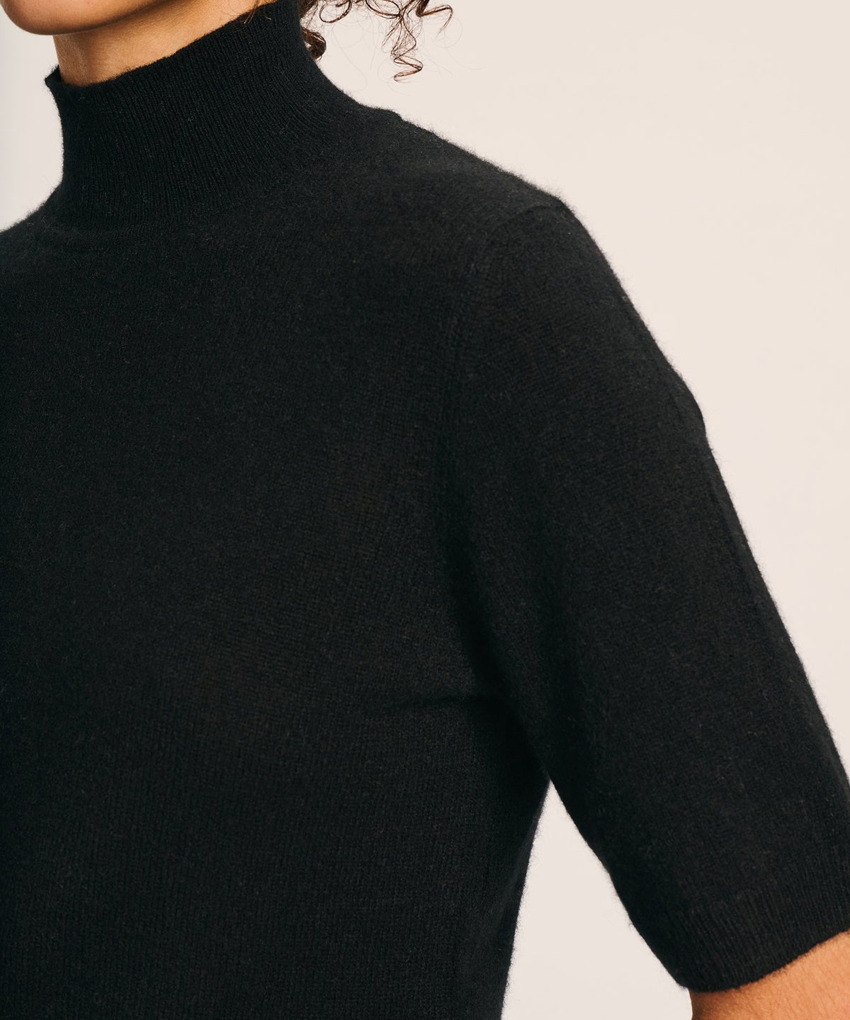 Lightweight Cashmere Short Sleeve Turtleneck Sweater