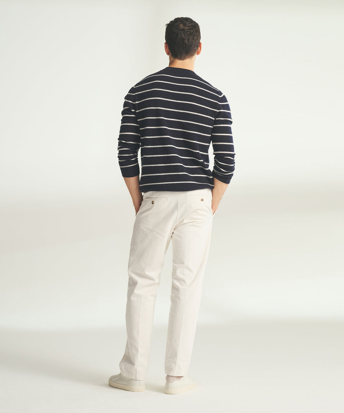 Lightweight Cashmere Striped Crewneck