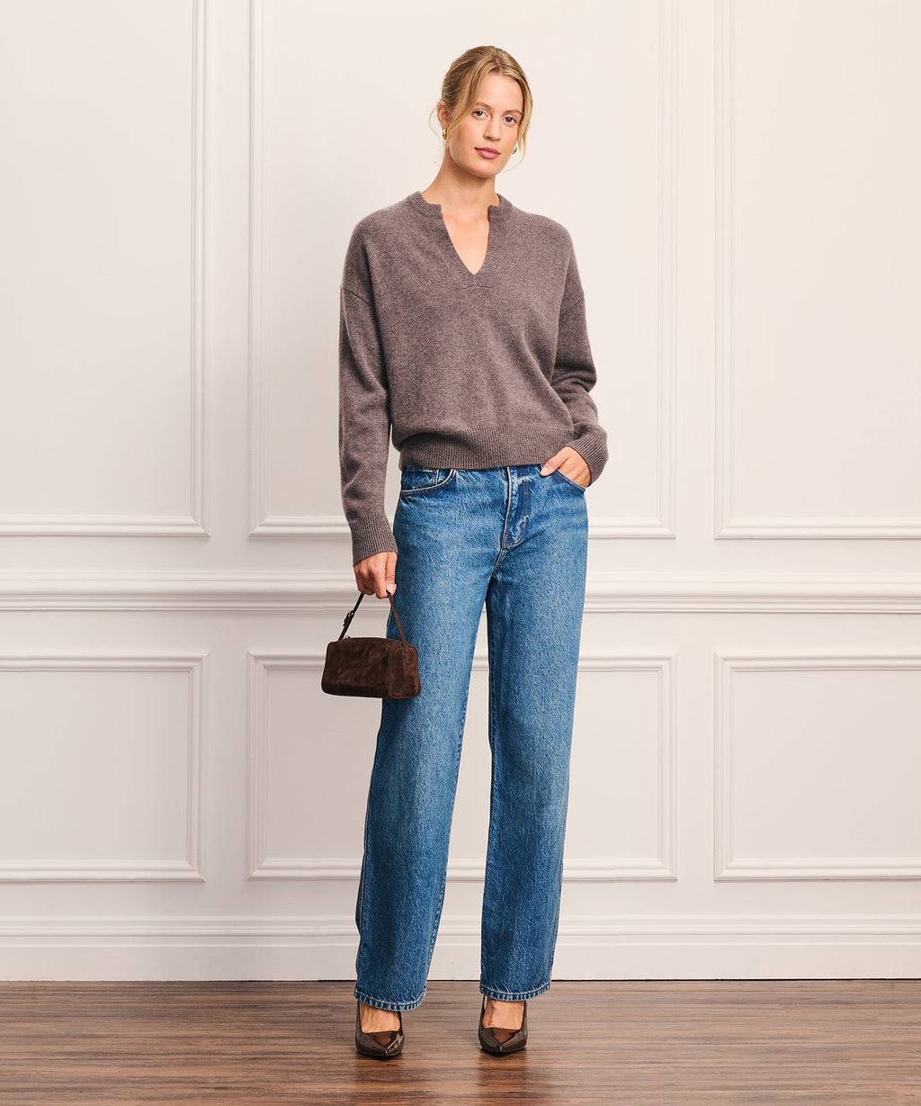 Luxe Cashmere Split Neck Sweater
