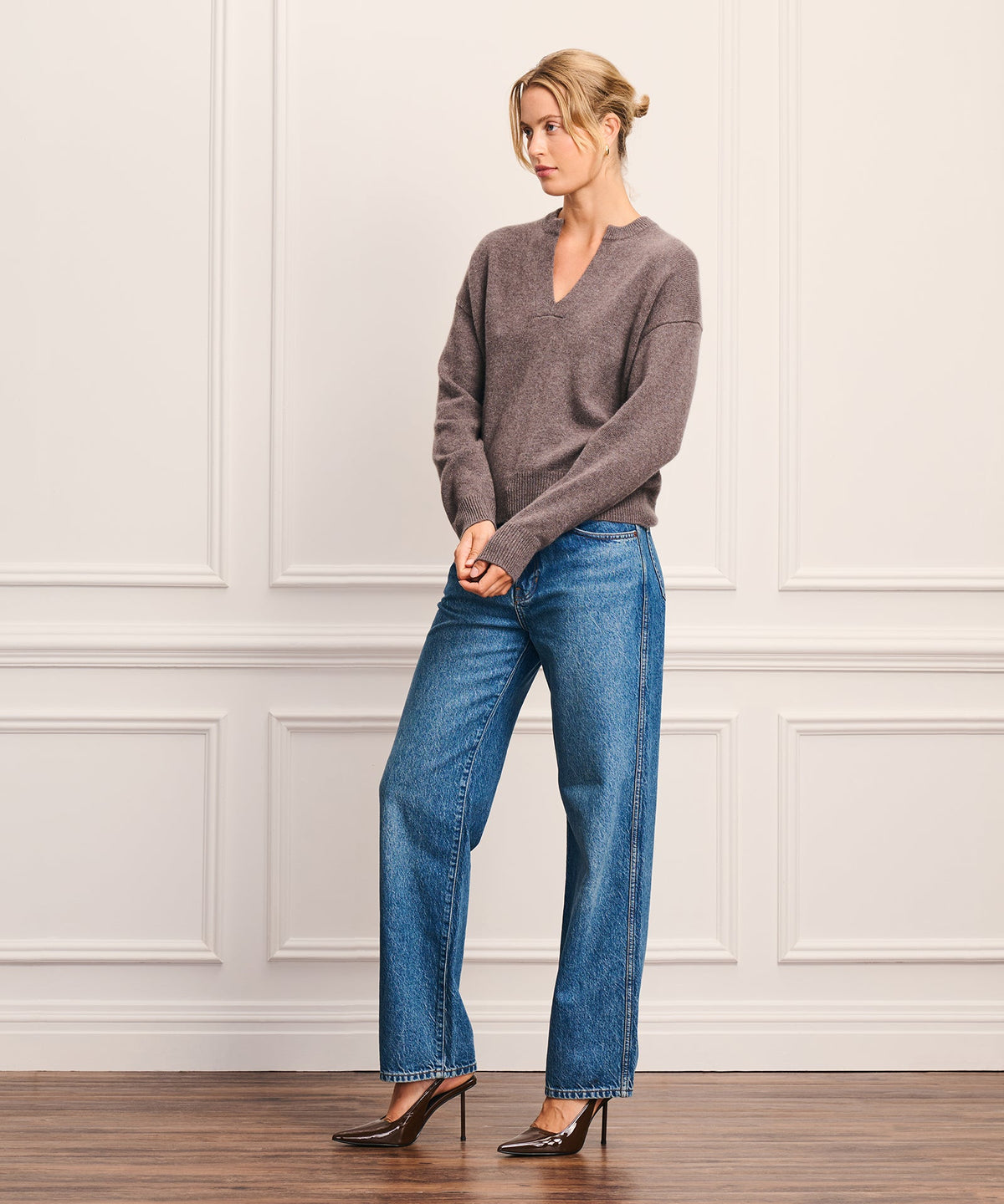 Luxe Cashmere Split Neck Sweater