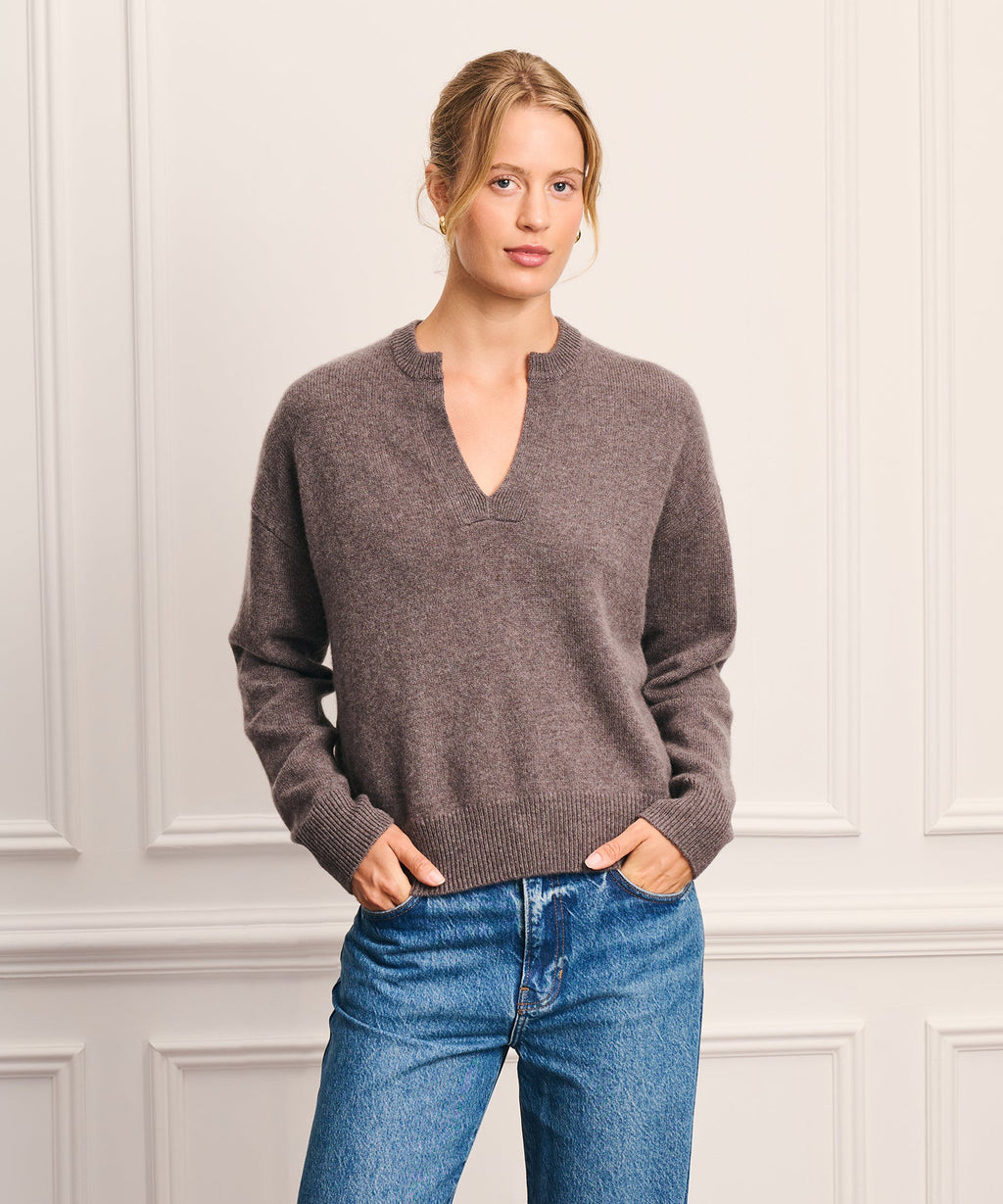 Luxe Cashmere Split Neck Sweater