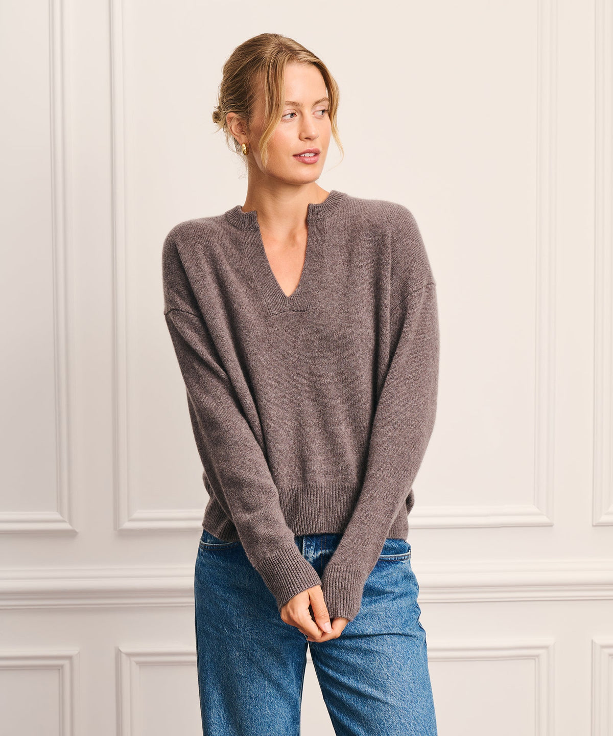 Luxe Cashmere Split Neck Sweater
