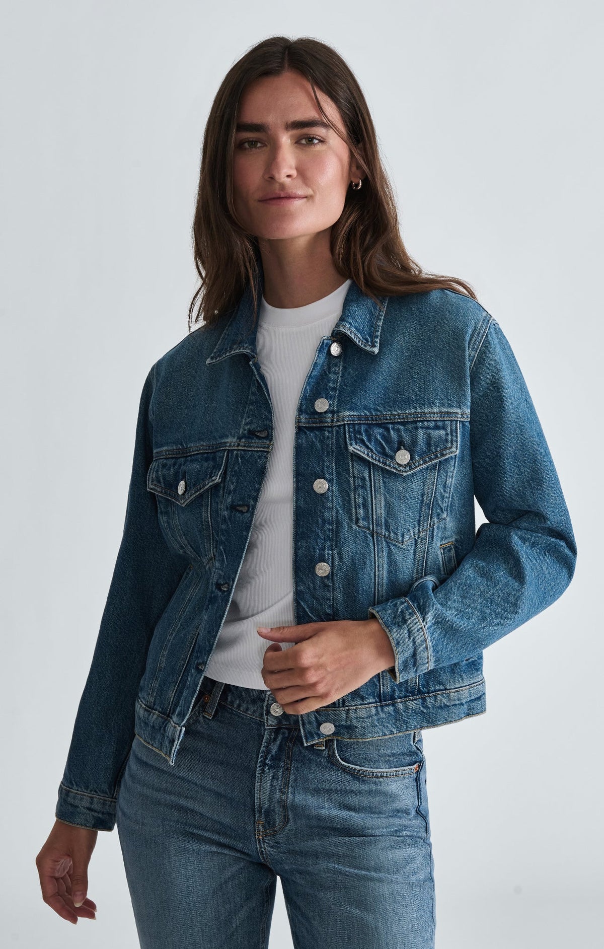 RUBY DENIM JACKET IN MID SHADED CLASSIC BLUE