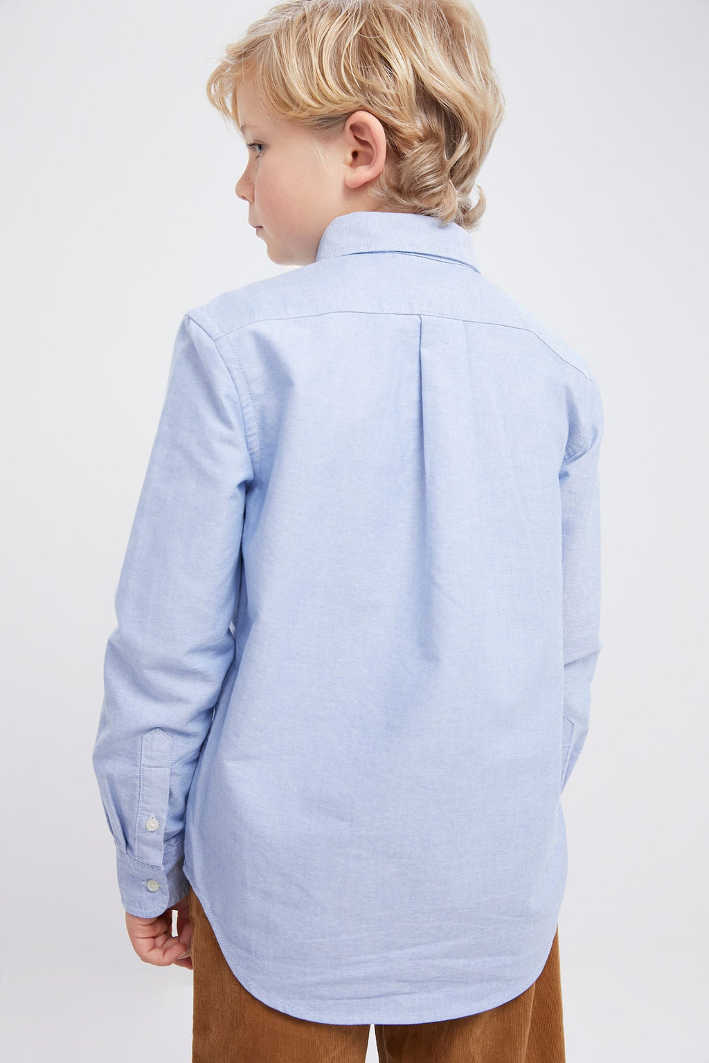 Boys Blue Long-Sleeve Oxford Button-Down Sportshirt