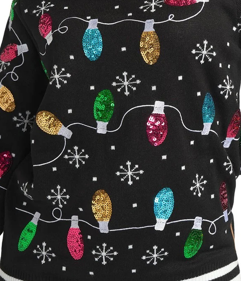 Women's Midnight String of Lights Ugly Christmas Sweater