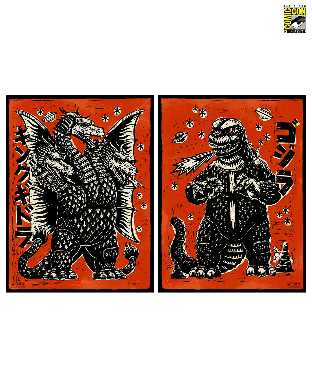 Godzilla and King Ghidorah on Planet X Poster Set