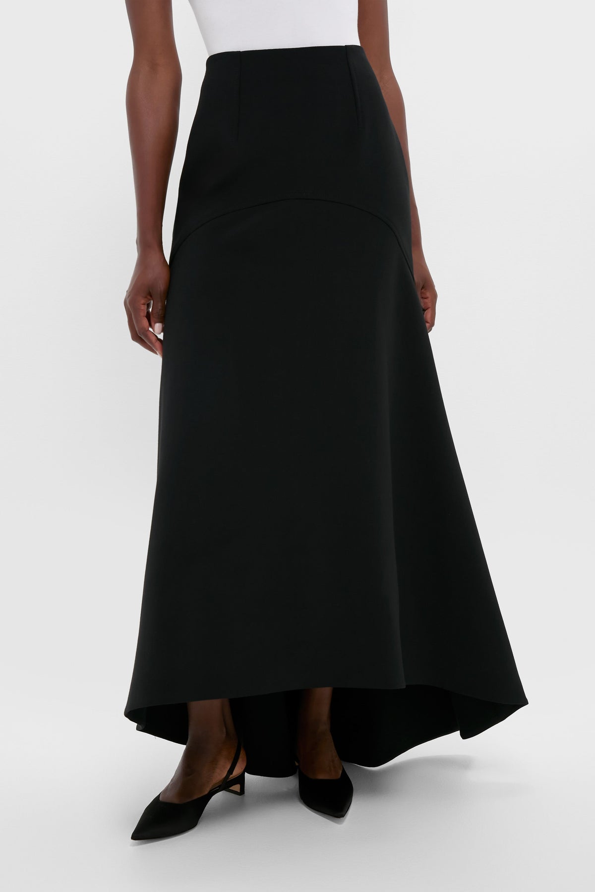 Black Synan Birdseye Suiting Maxi Skirt