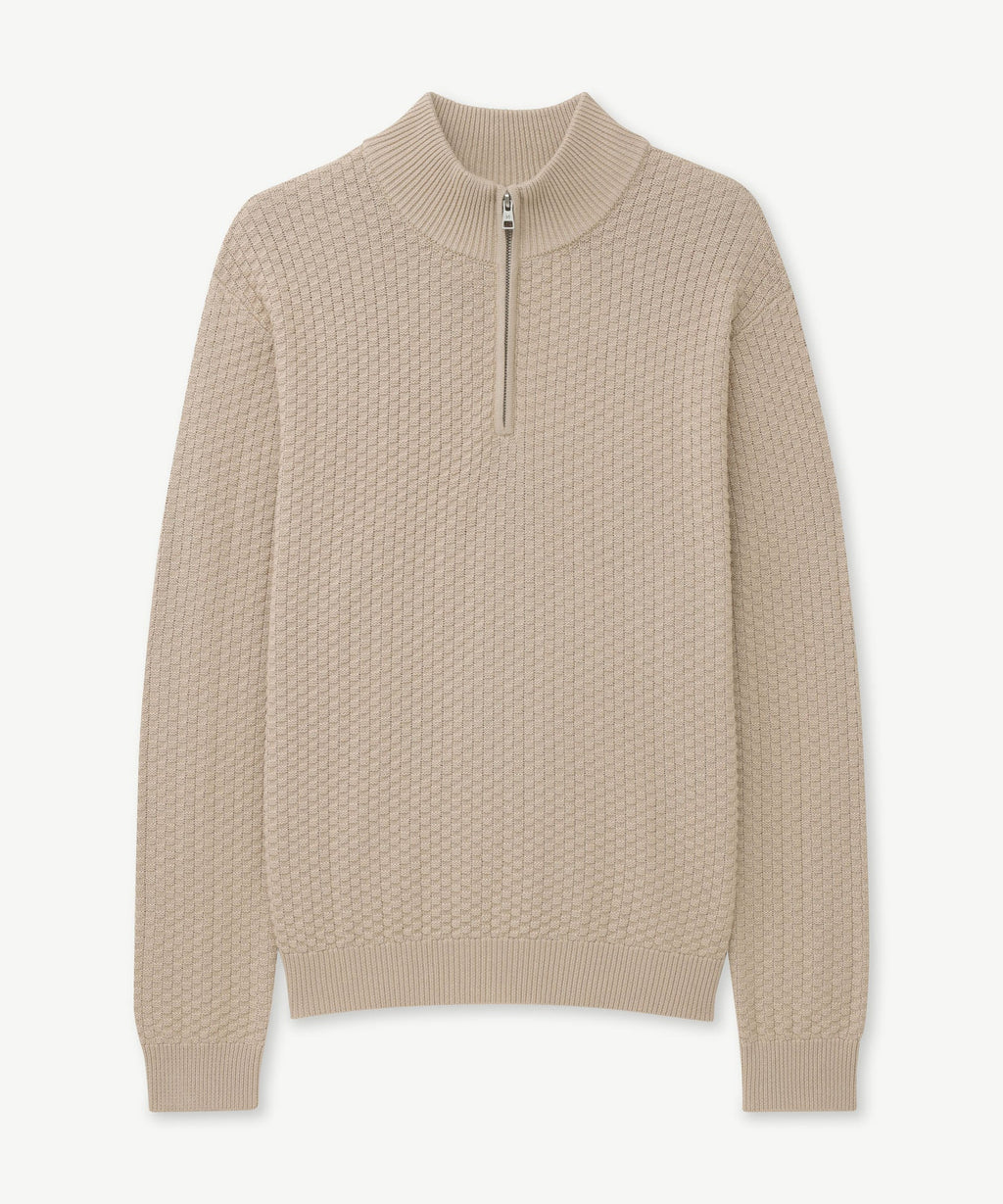 Cotton Cashmere Textured Quarter Zip